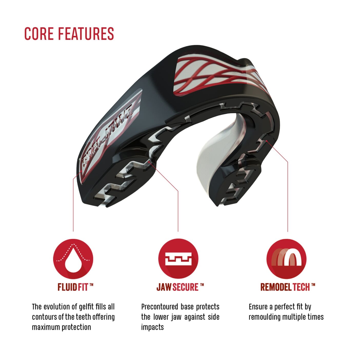 SAFEJAWZ Nitro Mondbeschermer Zwart Rood (SAFEJAWZ NITRO BLACK RED)