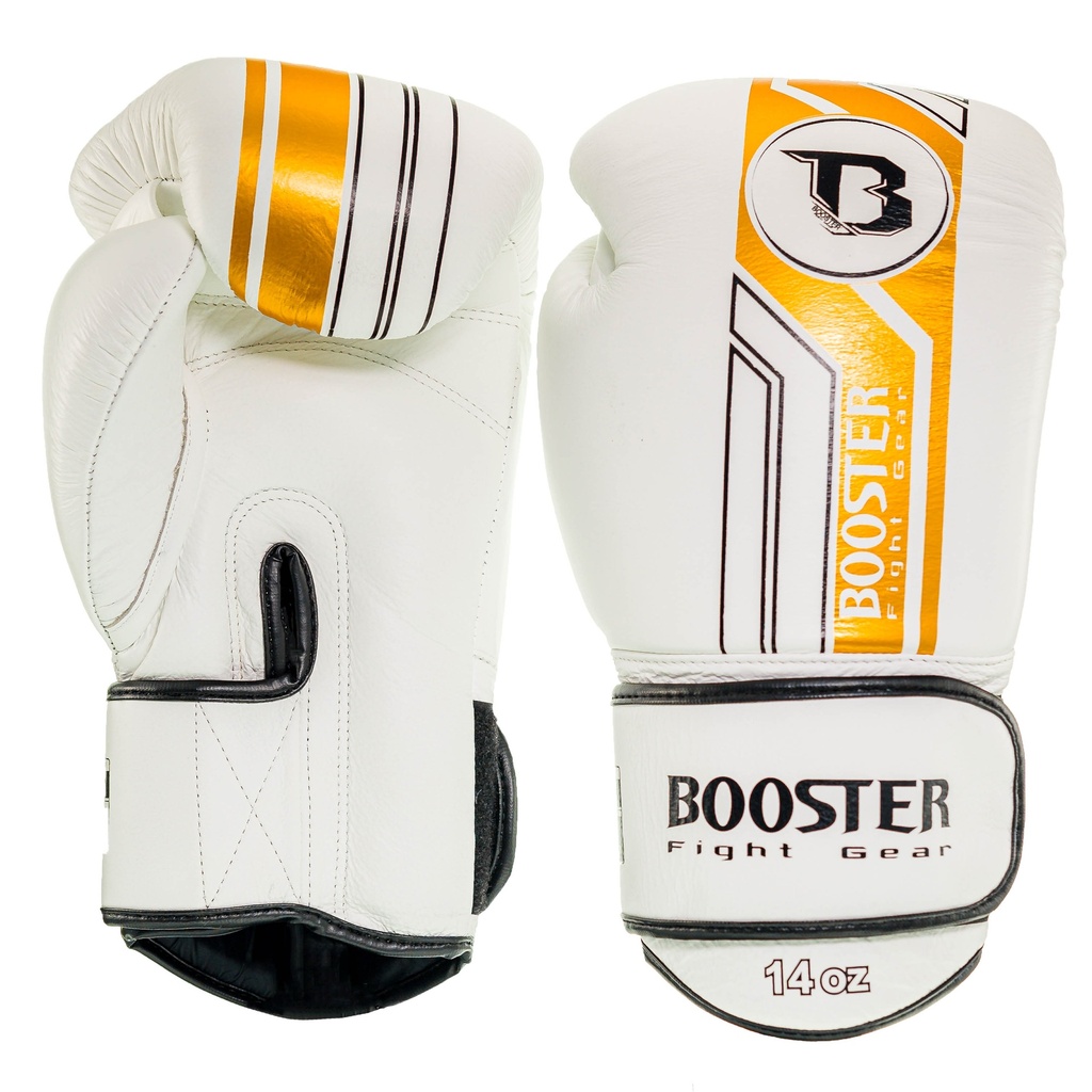 Booster V9 Kickbokshandschoenen Wit/Goud (BGL V9 WHITE GOLD) Booster V9 Kickbokshandschoenen Wit/Goud (BGL V9 WHITE GOLD)