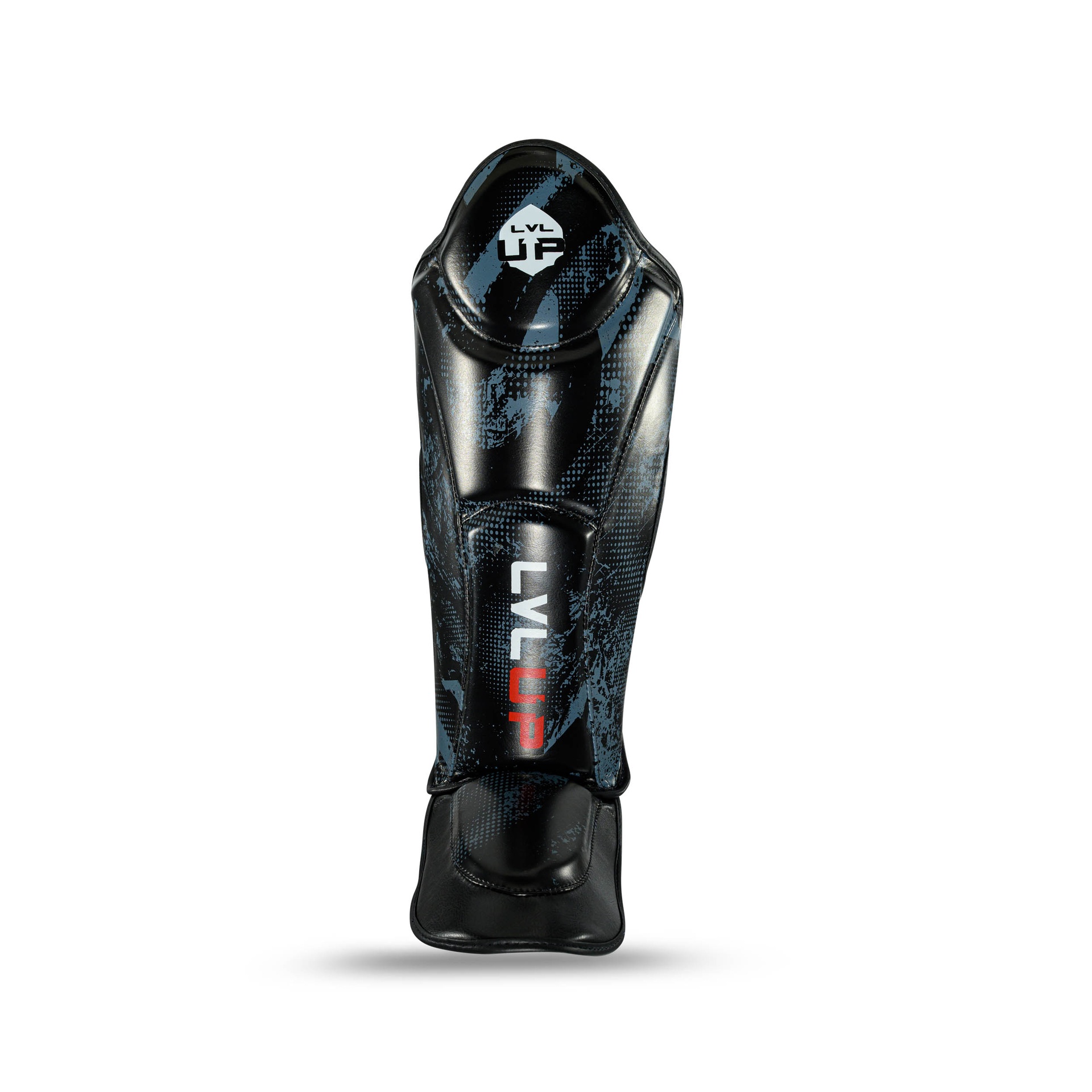 LVL-UP Kickboksen Scheenbeschermers Zwart Grijs (LVL-UP SG STADIUM 1 BLACK GREY)