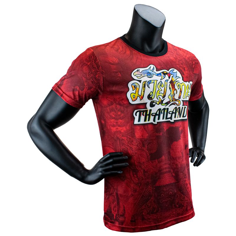 Super Pro Combat Gear T-shirt - Thai Pattaya Made In Thailand - Rood / Geel Super Pro Combat Gear T-shirt - Thai Pattaya Made In Thailand - Rood / Geel