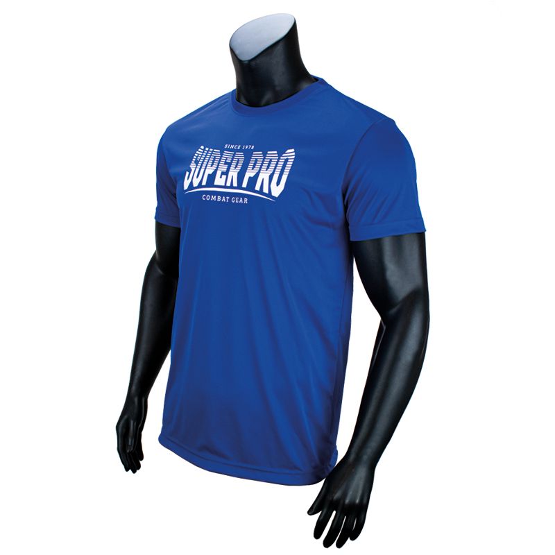 Super Pro Combat Gear Sportkleding - Dryfit T-shirt Stripes S - Blauw / Wit Super Pro Combat Gear Sportkleding - Dryfit T-shirt Stripes S - Blauw / Wit