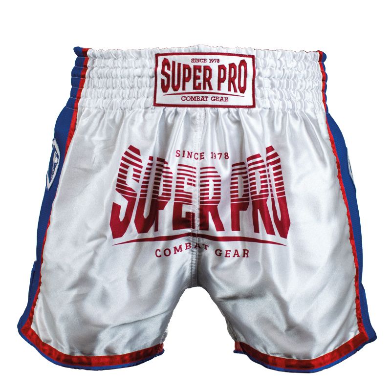 Super Pro Combat Gear short - Thai Short Stripes - Rood / Blauw / Wit Super Pro Combat Gear short - Thai Short Stripes - Rood / Blauw / Wit