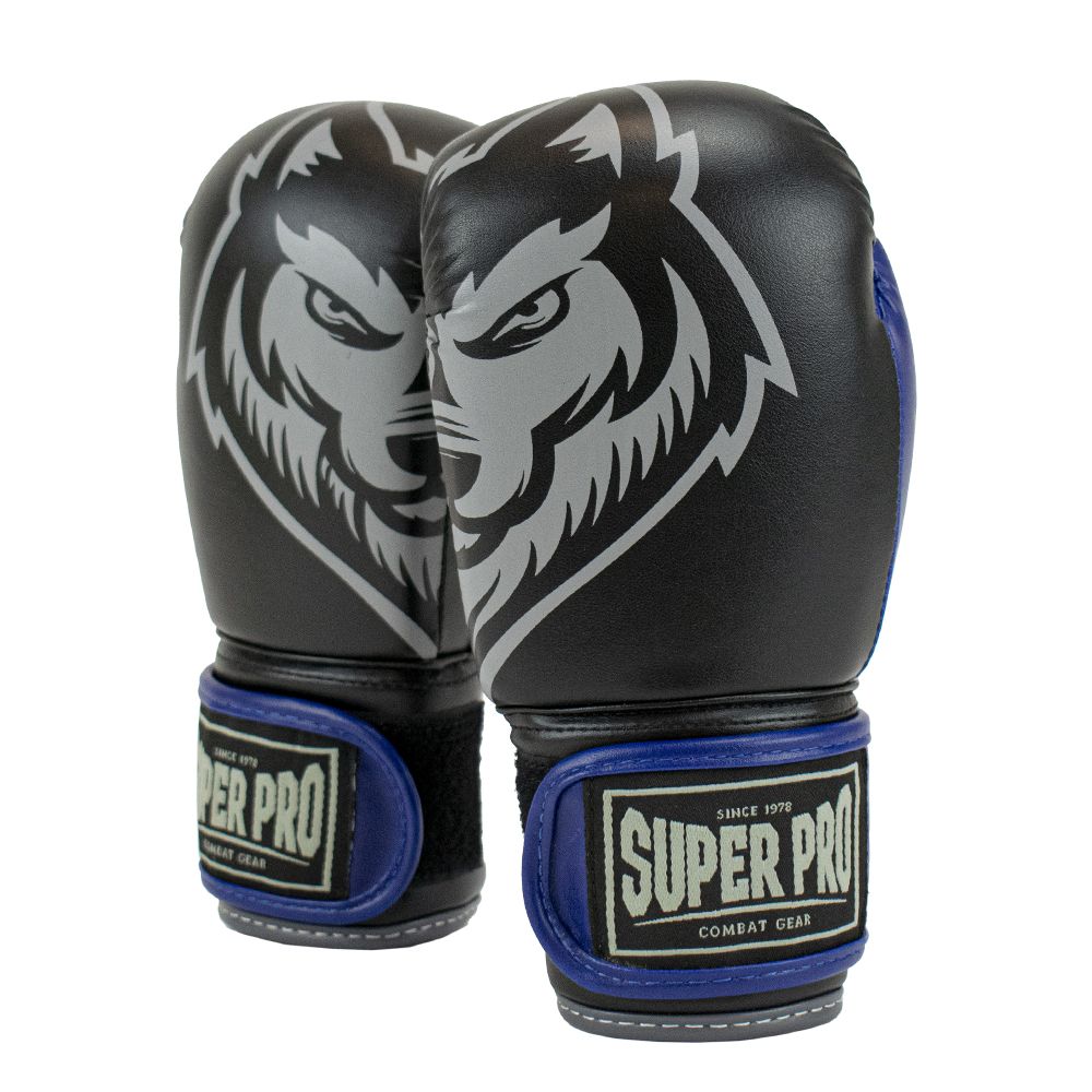 Super Pro Combat Gear Bokshandschoen - Wolf - Blauw / Grijs / Zwart Super Pro Combat Gear Bokshandschoen - Wolf - Blauw / Grijs / Zwart