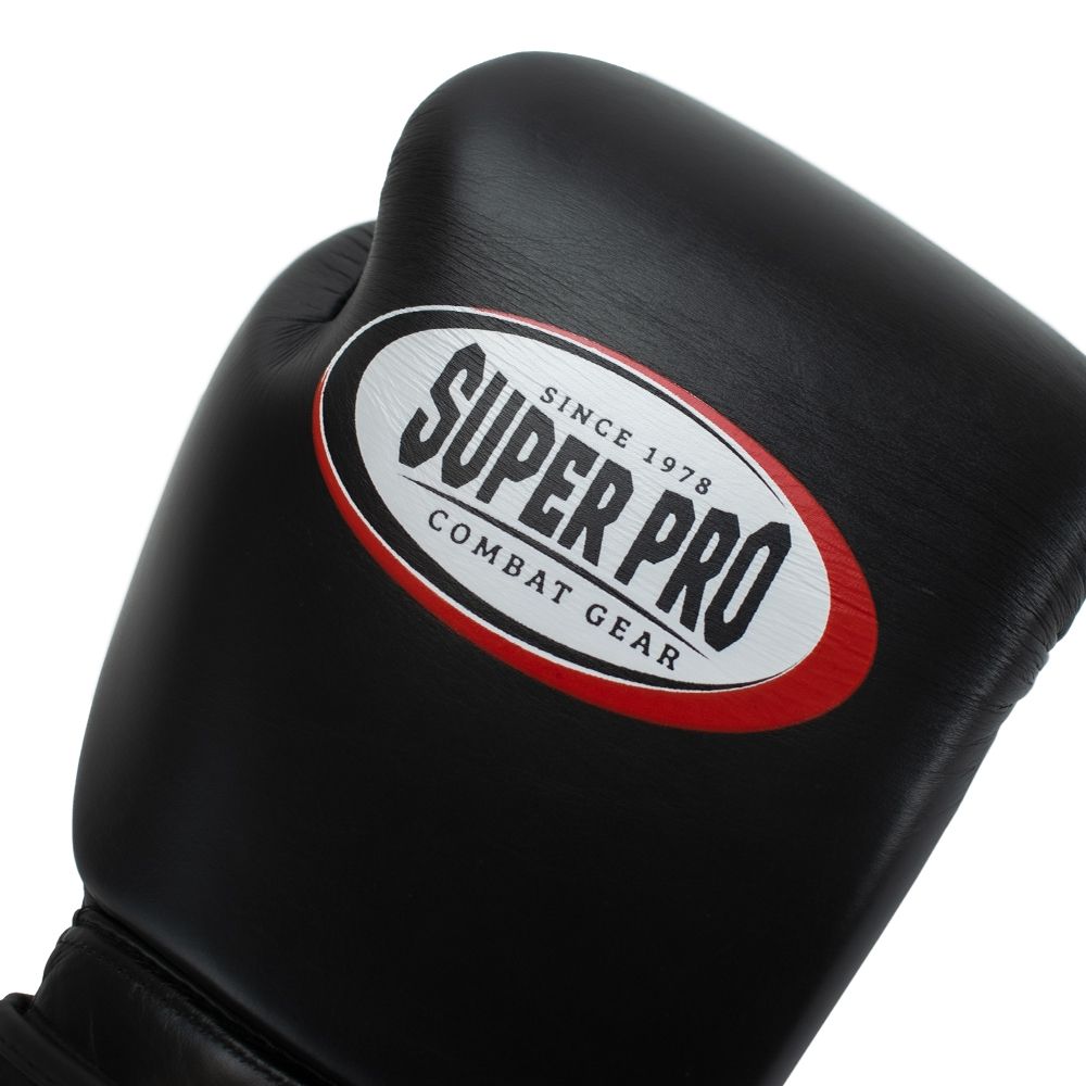 Super Pro Combat Gear Bokshandschoen - Thai pro Lederen (thai)bokshandschoenen - Zwart Super Pro Combat Gear Bokshandschoen - Thai pro Lederen (thai)bokshandschoenen - Zwart