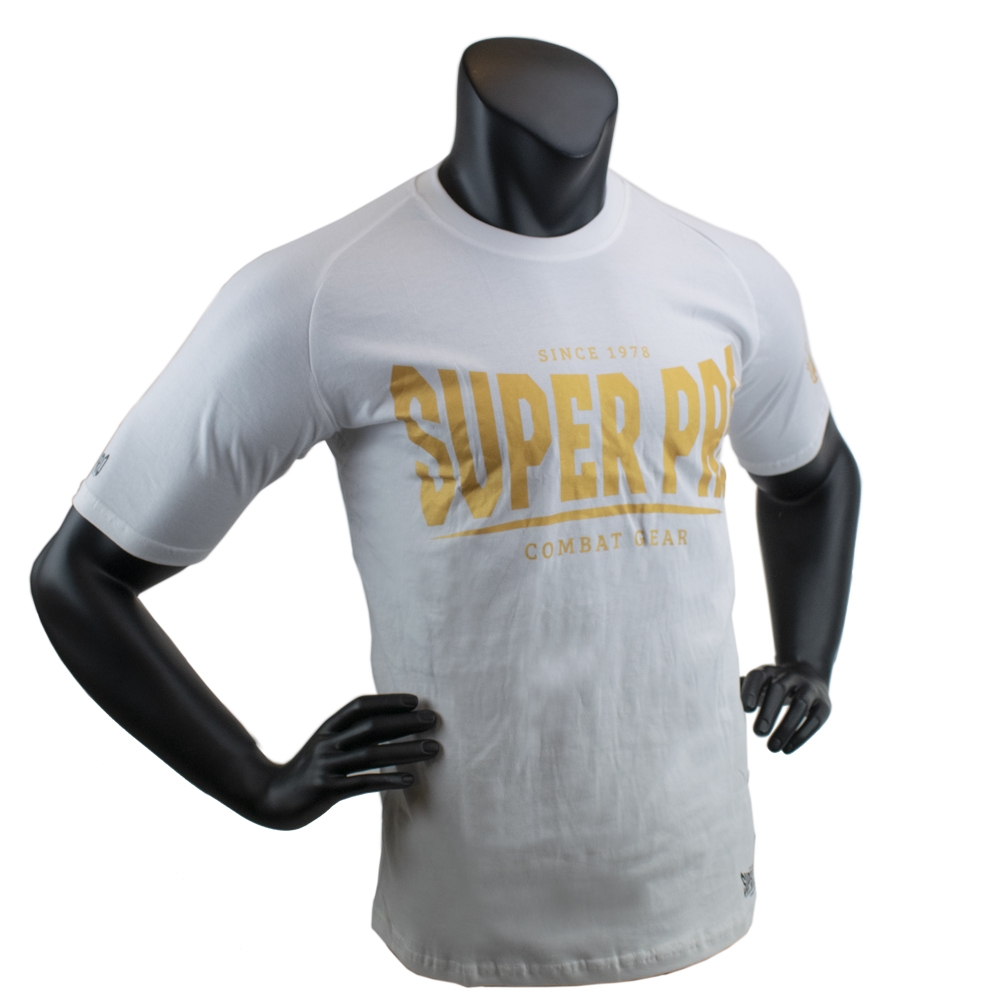 Super Pro Combat Gear T-shirt - S.P. Logo 140 - Goud / Wit Super Pro Combat Gear T-shirt - S.P. Logo 140 - Goud / Wit