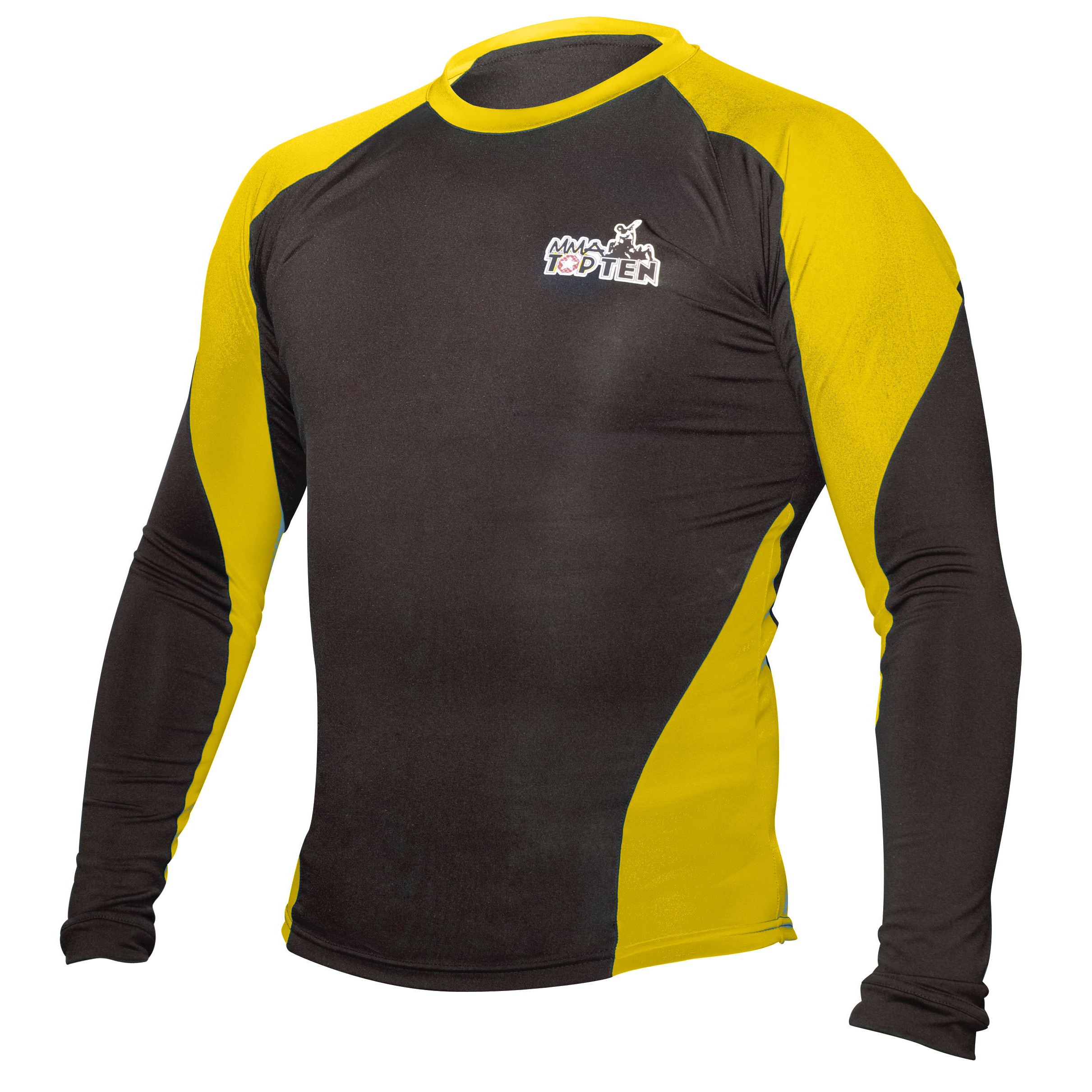 TOP TEN MMA Rashguard - long sleeve - Zwart / Geel TOP TEN MMA Rashguard - long sleeve - Zwart / Geel