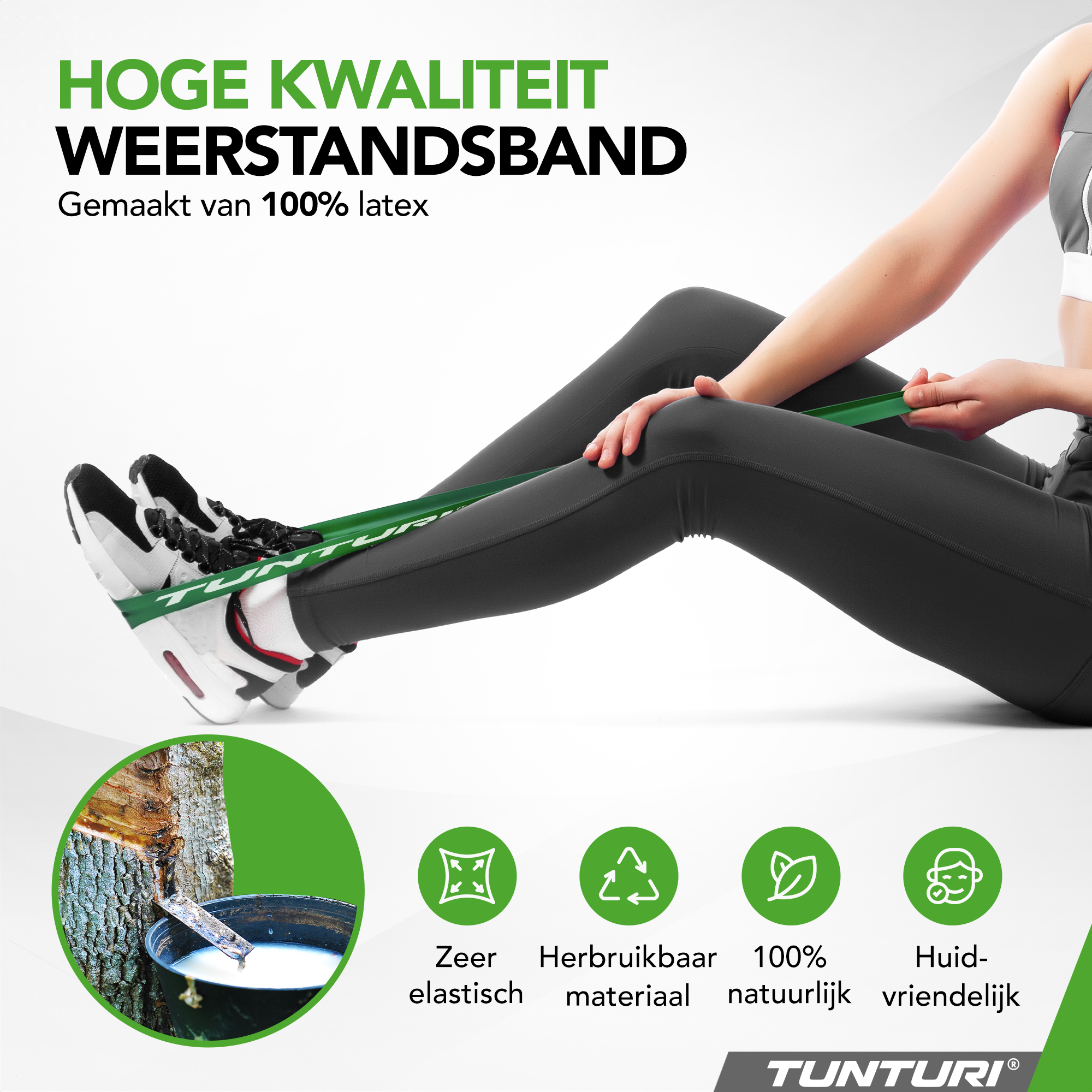 Tunturi Weerstandsband - Power Band Medium 10-35 kg - Groen Tunturi Weerstandsband - Power Band Medium 10-35 kg - Groen