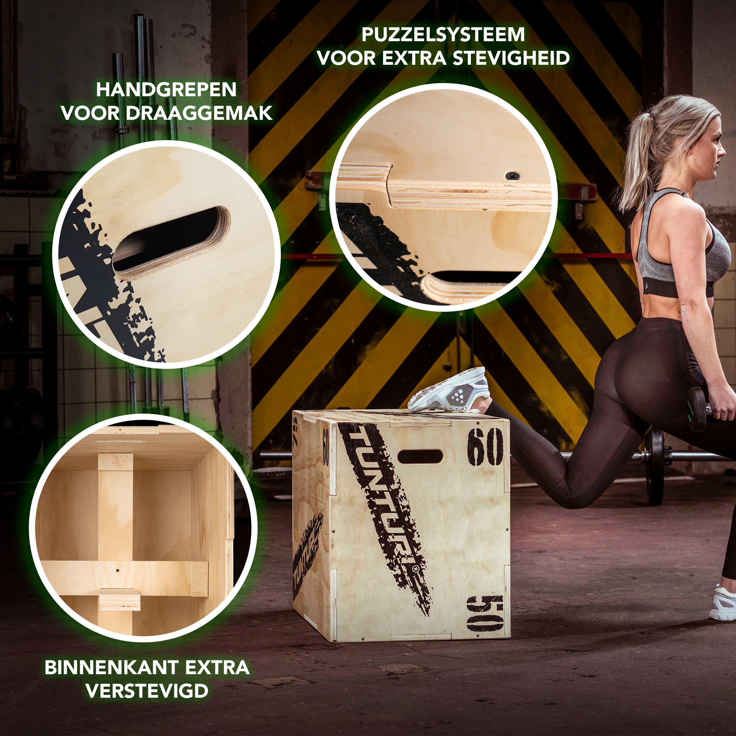 Tunturi Plyo Box - Wood 40/50/60cm - Zwart Tunturi Plyo Box - Wood 40/50/60cm - Zwart