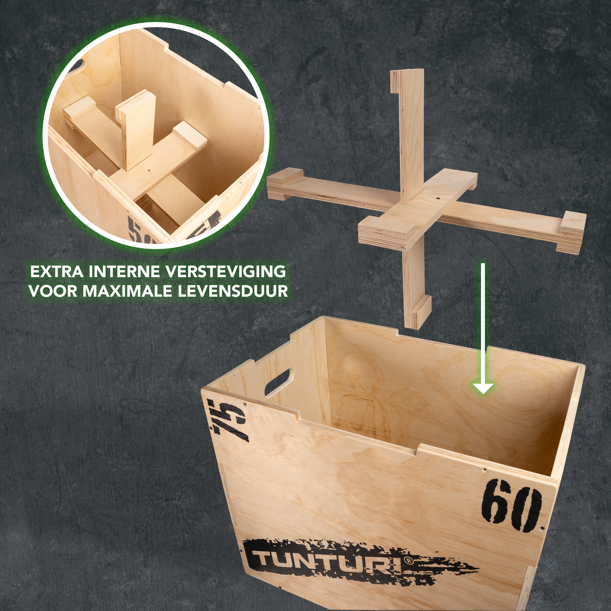 Tunturi Plyo Box - Wood 40/50/60cm - Zwart Tunturi Plyo Box - Wood 40/50/60cm - Zwart