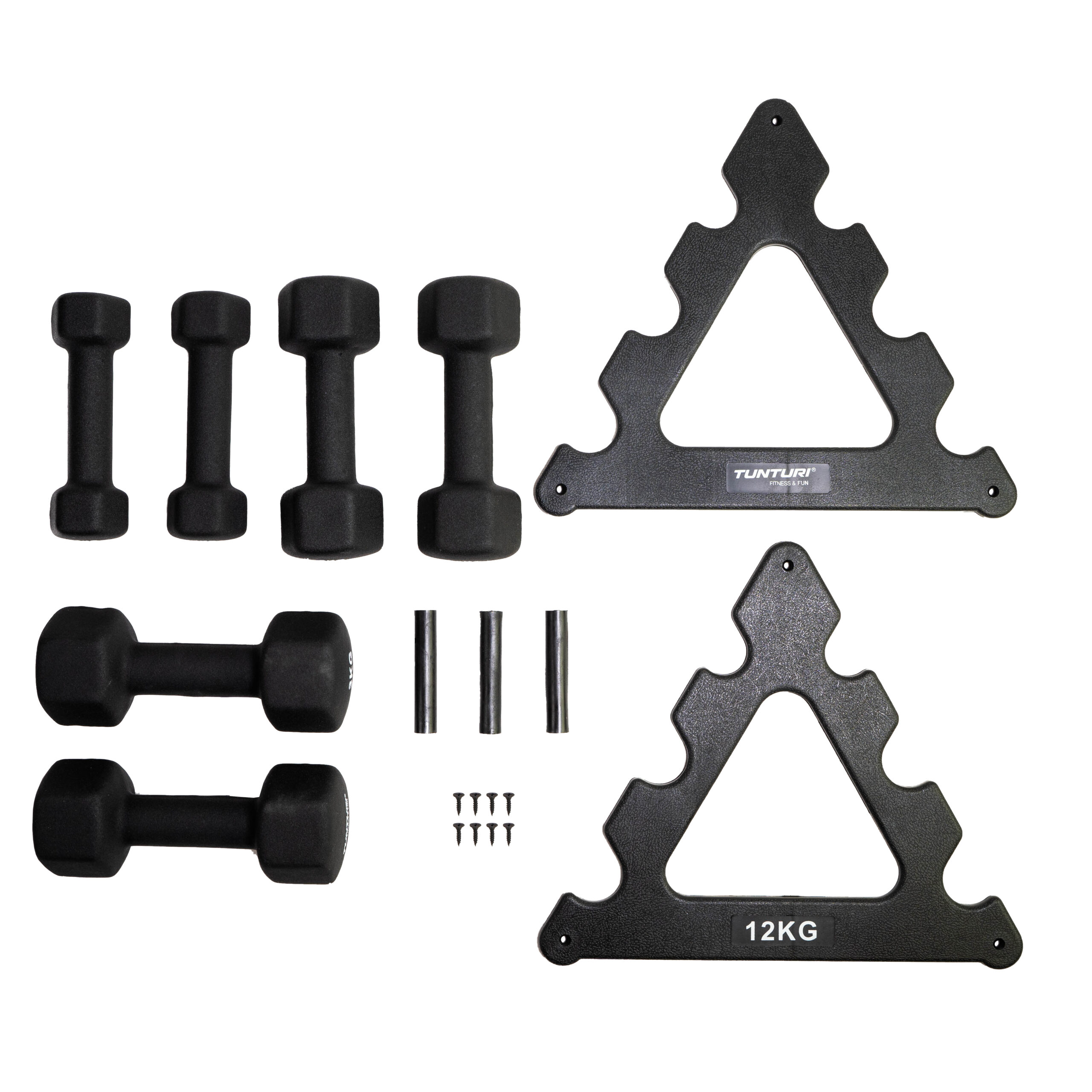 Tunturi Halterset - Neoprene Dumbellset 1 t/m 3kg - Zwart Tunturi Halterset - Neoprene Dumbellset 1 t/m 3kg - Zwart