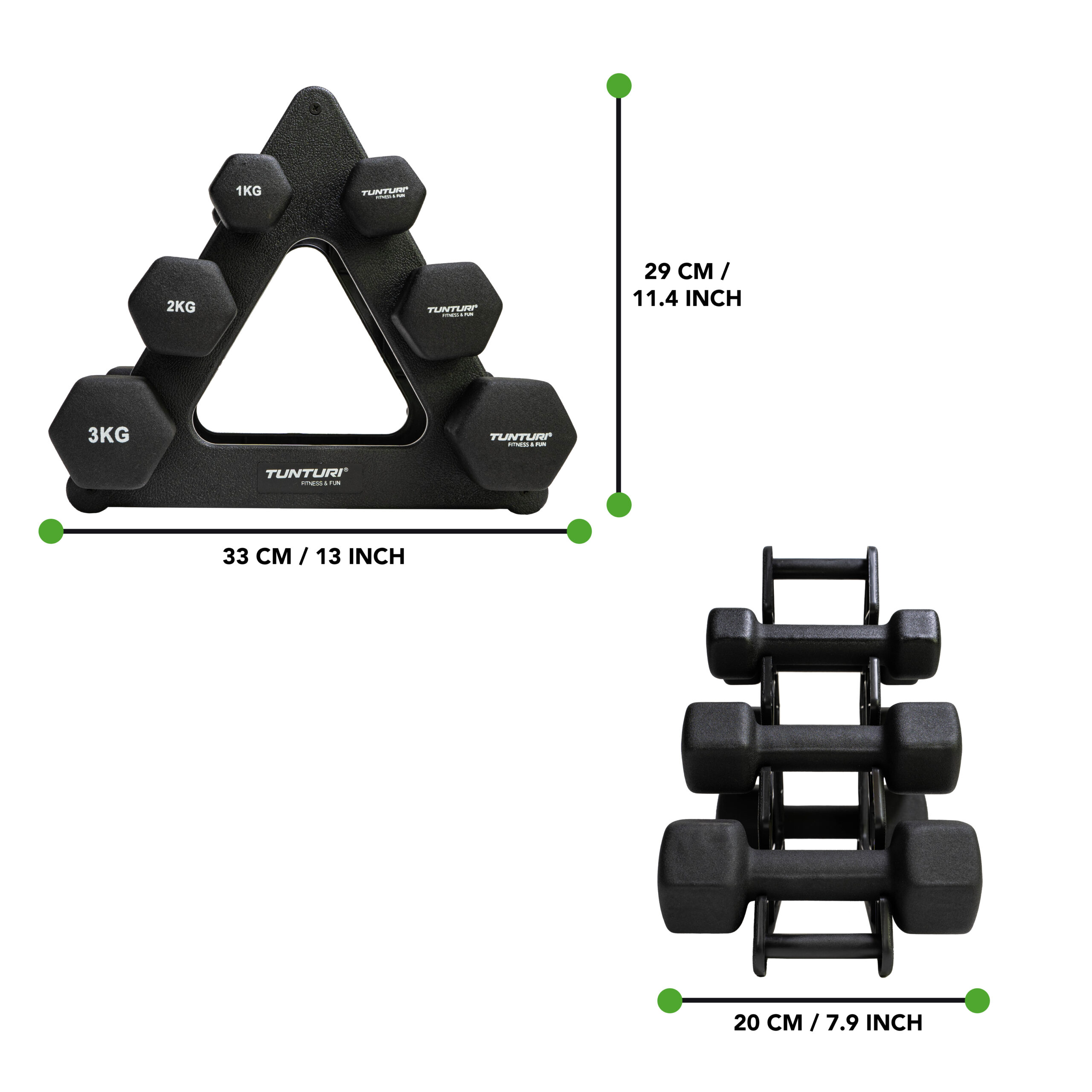Tunturi Halterset - Neoprene Dumbellset 1 t/m 3kg - Zwart Tunturi Halterset - Neoprene Dumbellset 1 t/m 3kg - Zwart