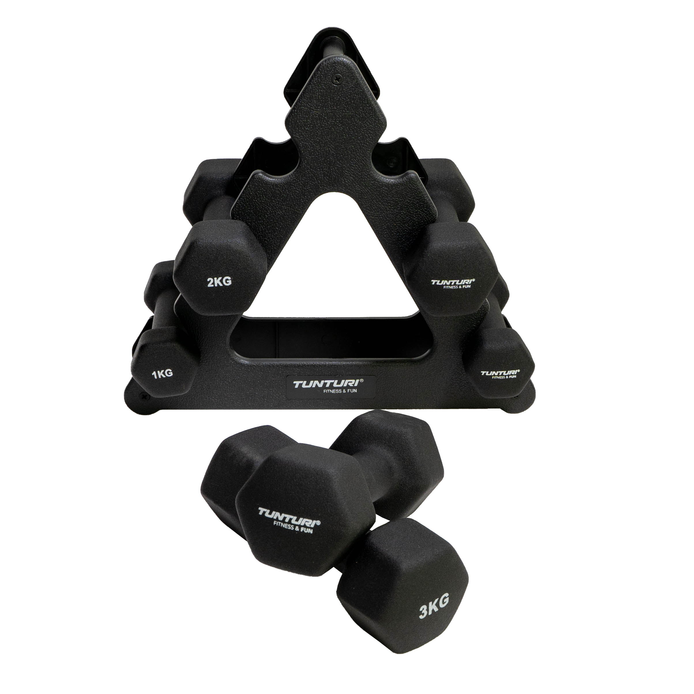 Tunturi Halterset - Neoprene Dumbellset 1 t/m 3kg - Zwart Tunturi Halterset - Neoprene Dumbellset 1 t/m 3kg - Zwart