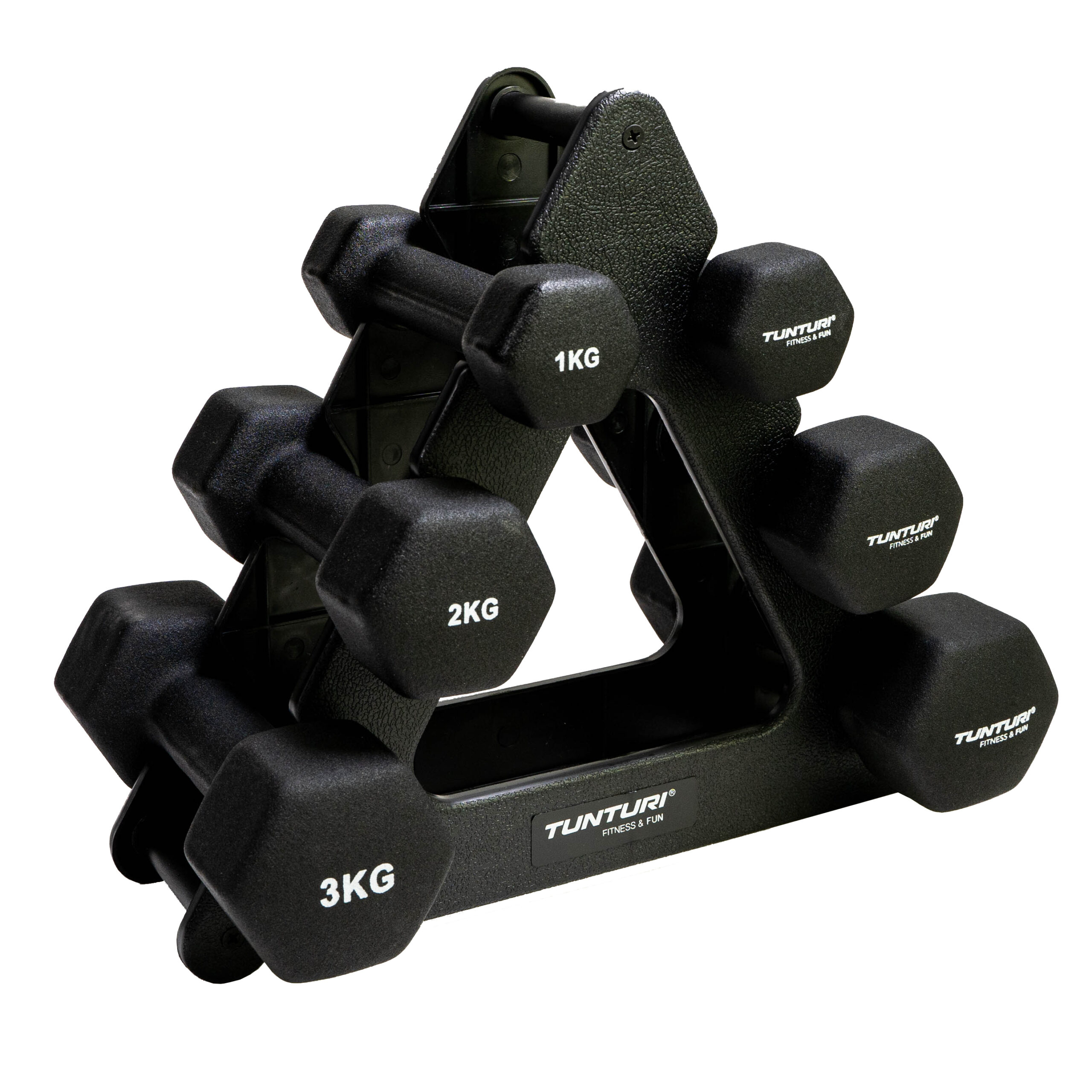 Tunturi Halterset - Neoprene Dumbellset 1 t/m 3kg - Zwart Tunturi Halterset - Neoprene Dumbellset 1 t/m 3kg - Zwart
