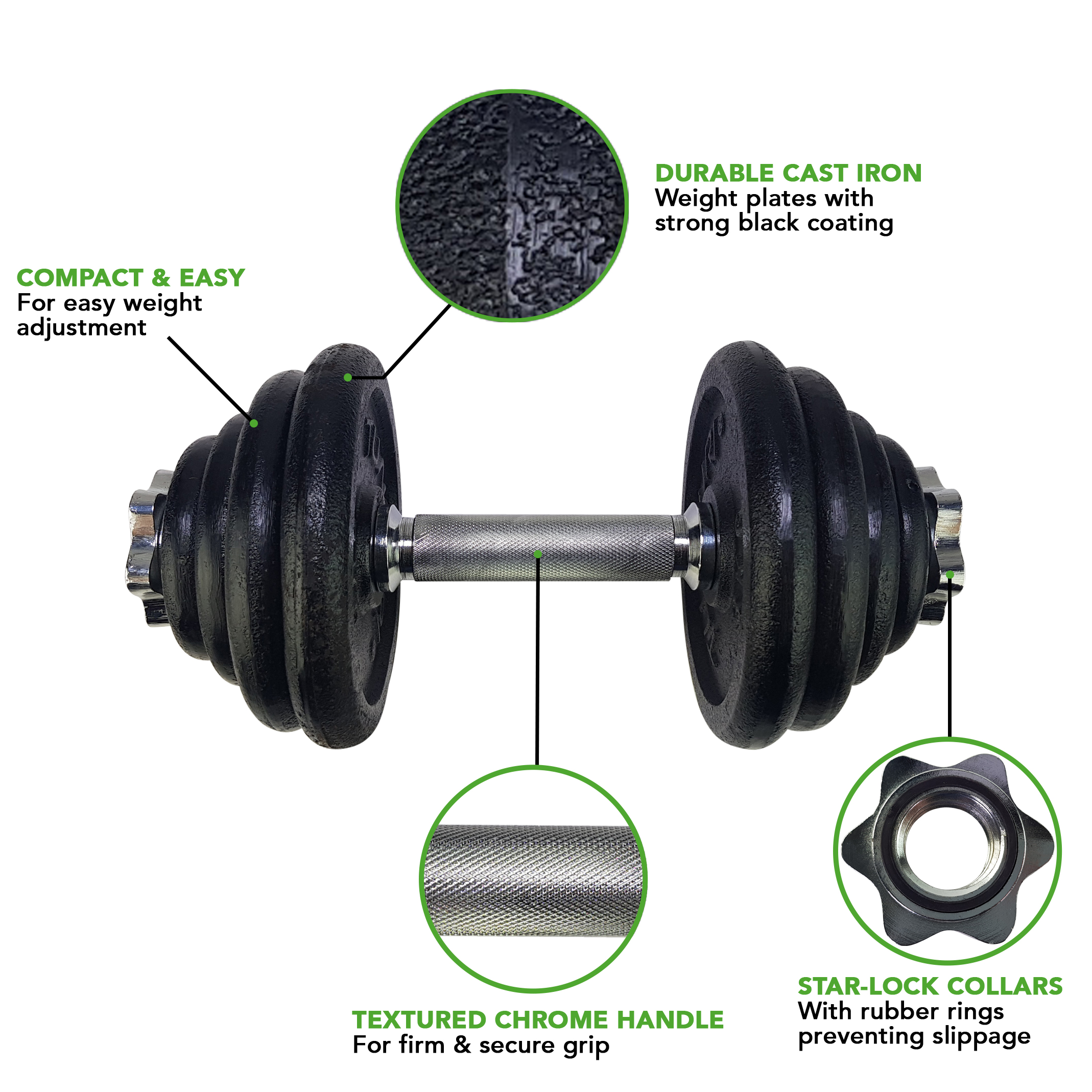 Tunturi Dumbbell - Dumbbellset 15kg - Zwart Tunturi Dumbbell - Dumbbellset 15kg - Zwart