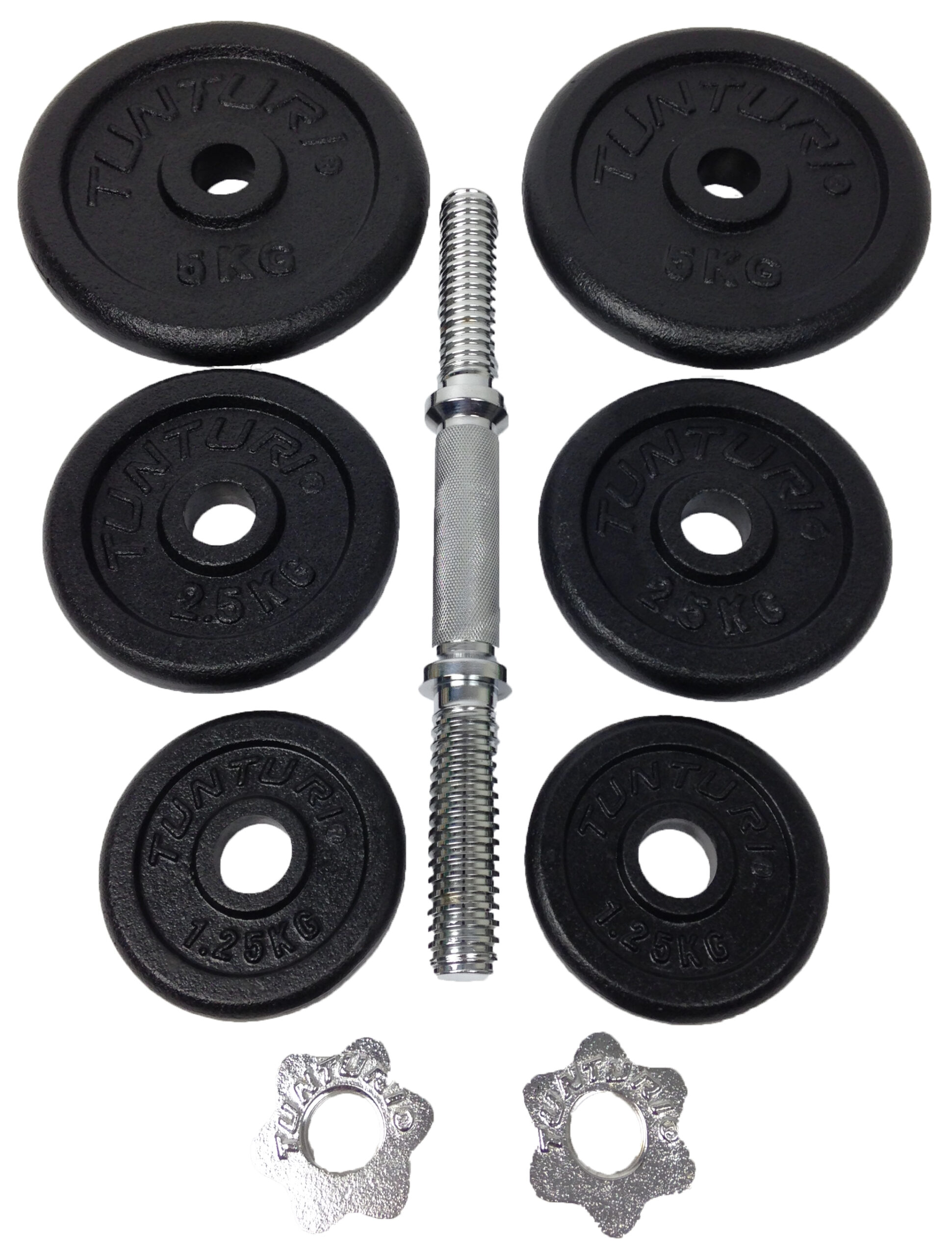 Tunturi Dumbbell - Dumbell Gietijzer totaal 20kg - Zwart Tunturi Dumbbell - Dumbell Gietijzer totaal 20kg - Zwart