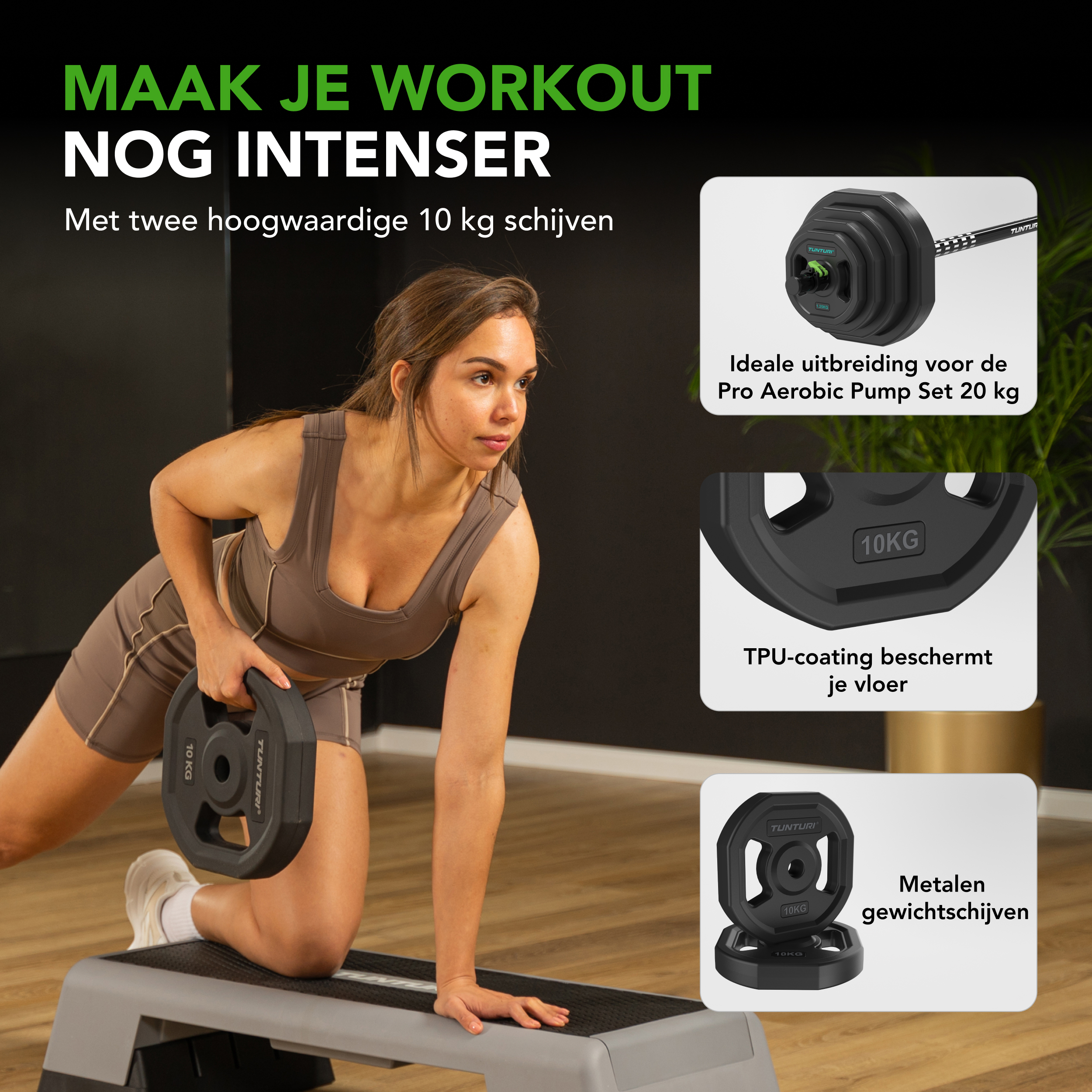 Tunturi - Pro Aerobic Pump Plate 10kg - Zwart Tunturi - Pro Aerobic Pump Plate 10kg - Zwart