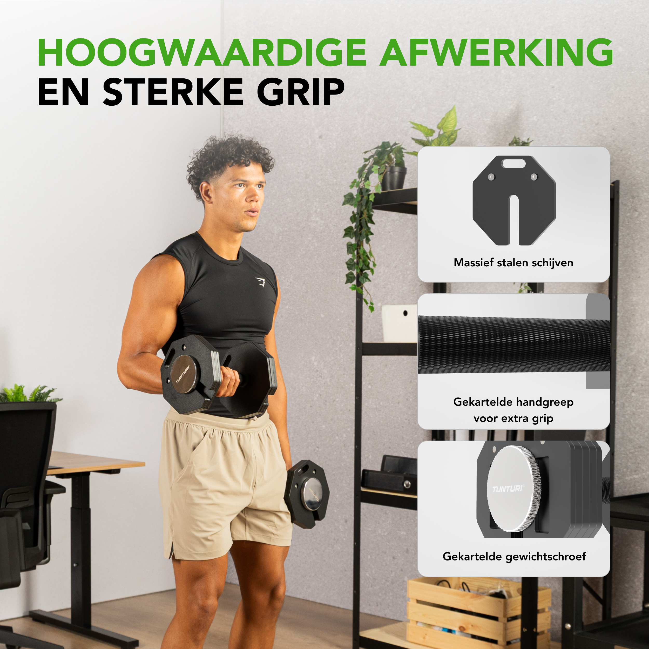 Tunturi Dumbbell - Rapid Adjustable Dumbbell Set 20kg - Zwart