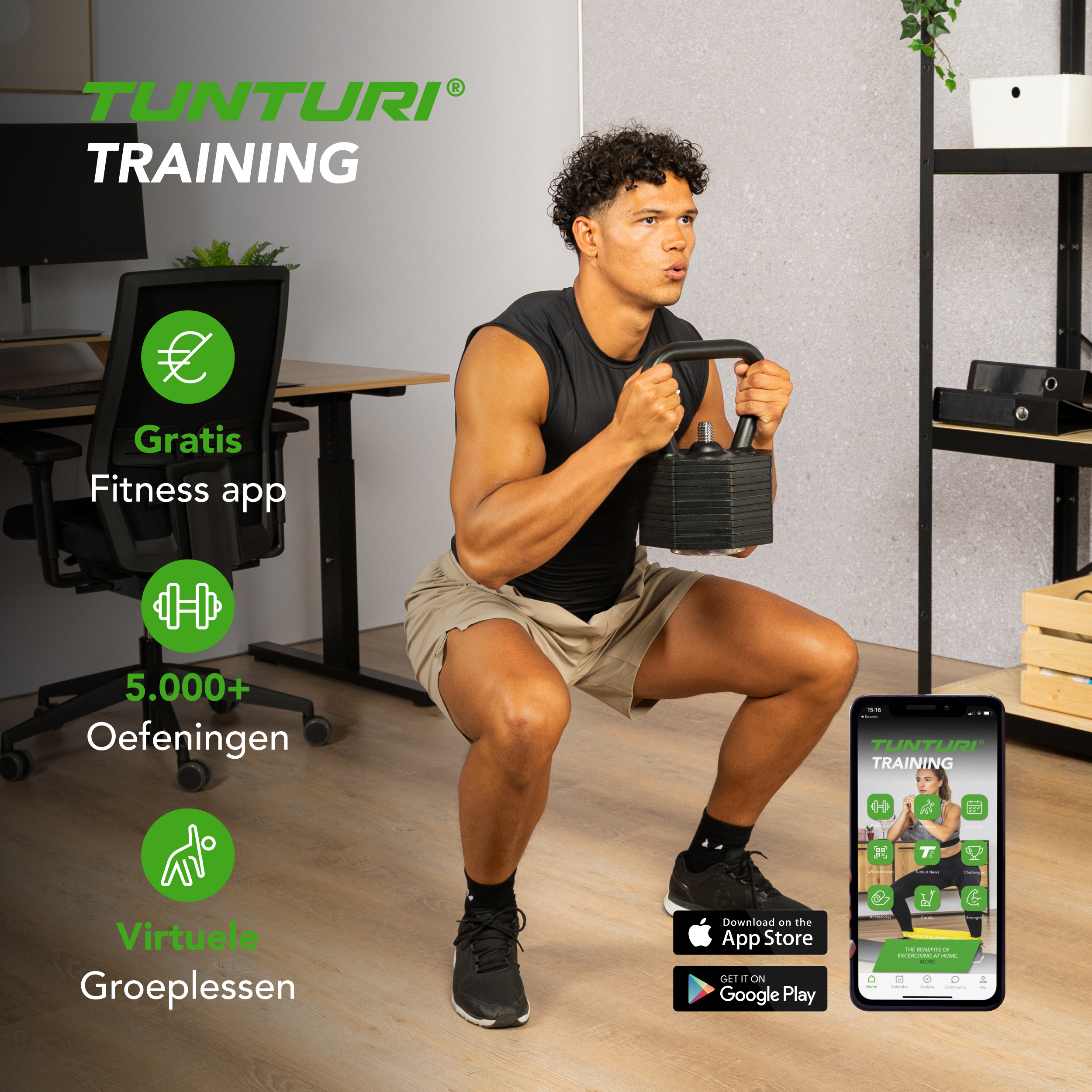 Tunturi Kettlebell - Rapid Adjustable Kettlebell Handle 3,5kg - Zwart Tunturi Kettlebell - Rapid Adjustable Kettlebell Handle 3,5kg - Zwart