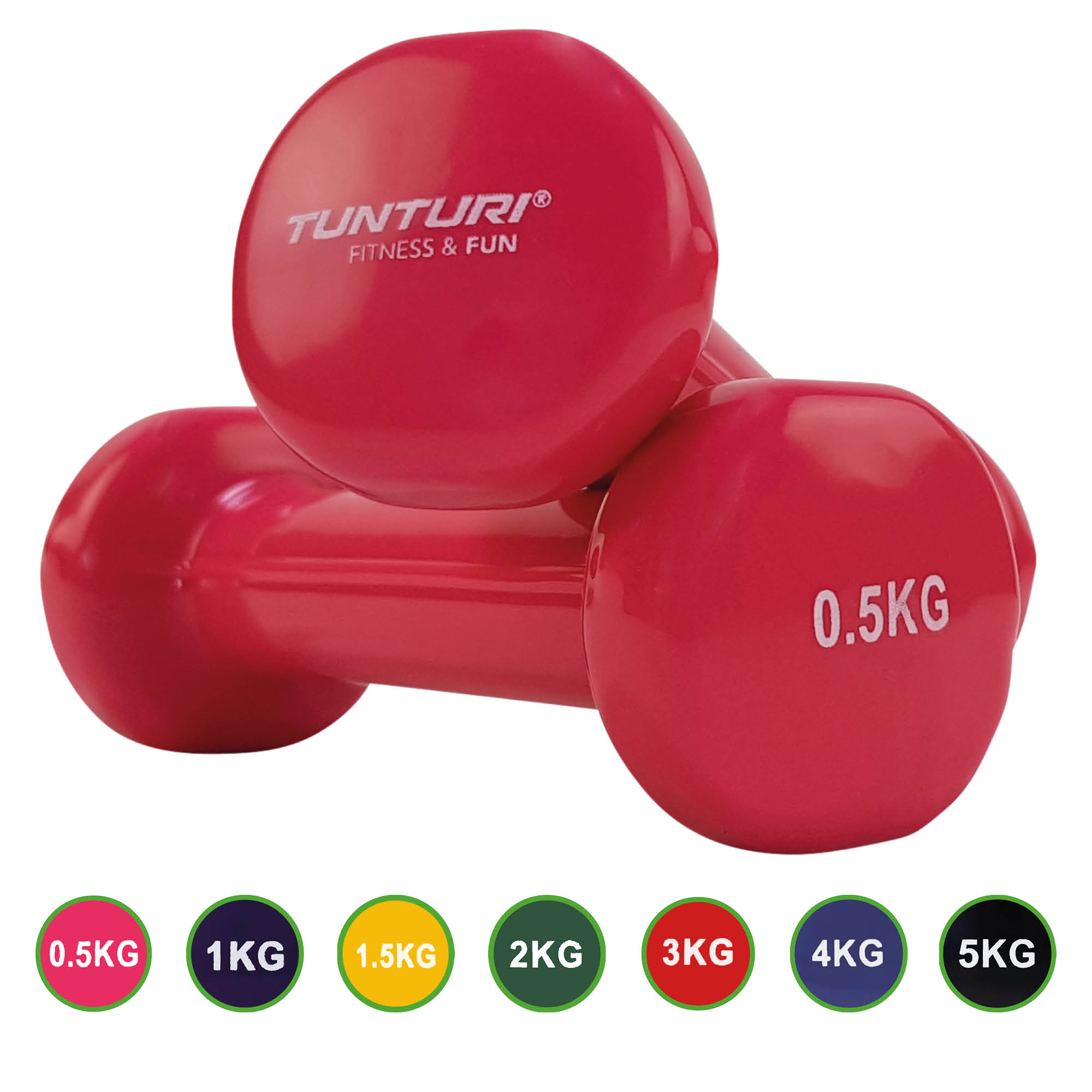 Tunturi Dumbell - Dumbell set 2 x 0,5 kg - Roze Tunturi Dumbell - Dumbell set 2 x 0,5 kg - Roze