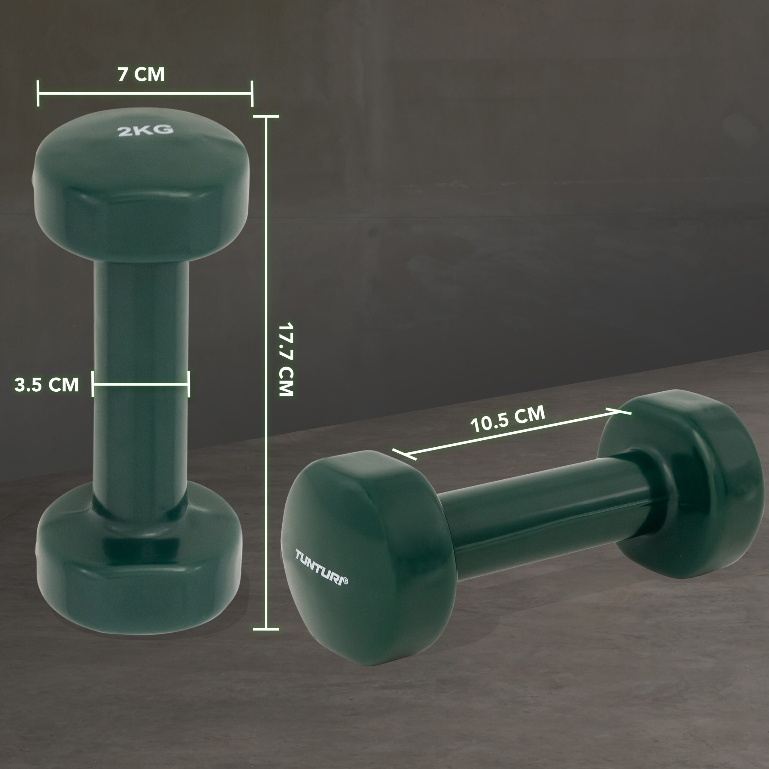 Tunturi Dumbbell - Dumbbell set 2,0kg - Groen Tunturi Dumbbell - Dumbbell set 2,0kg - Groen