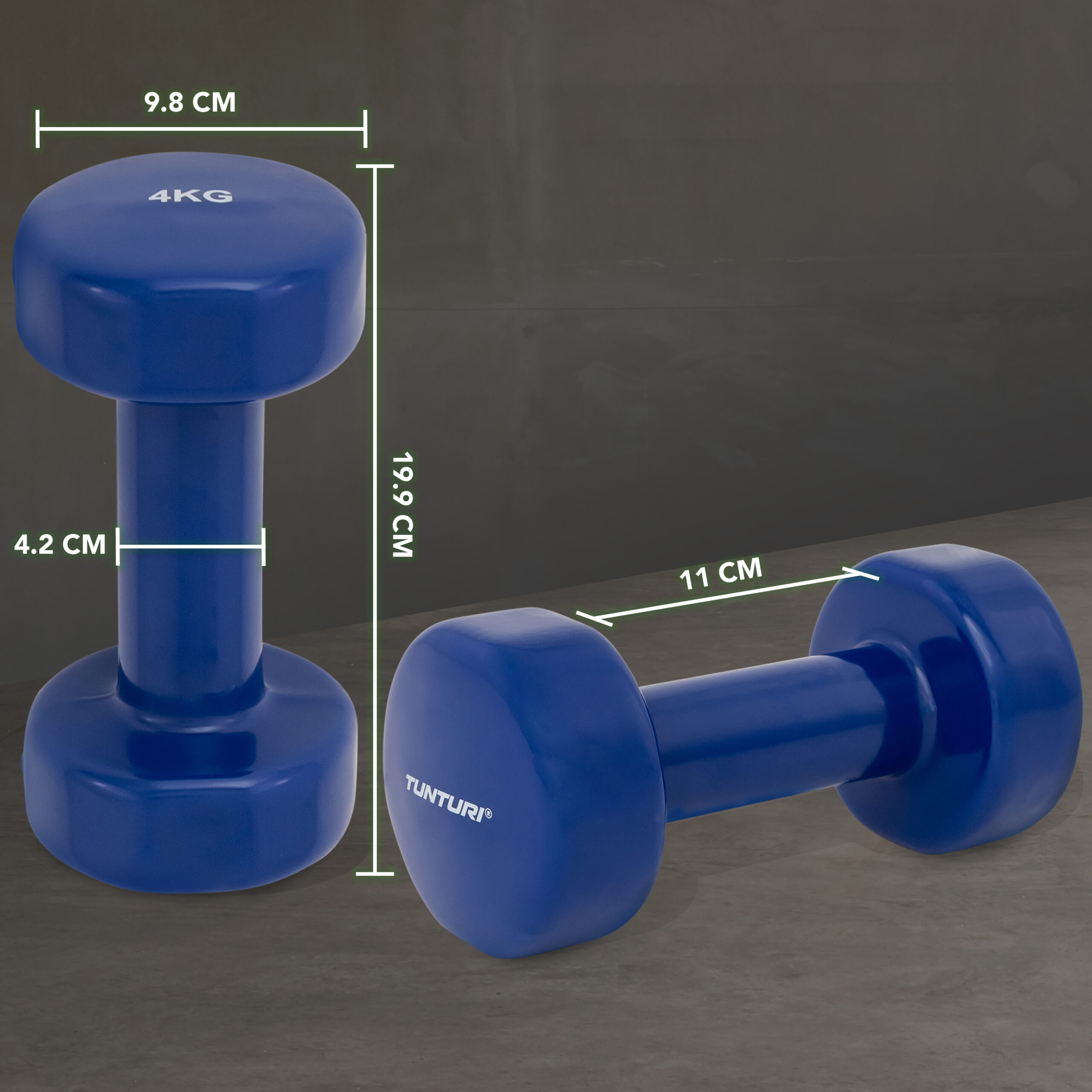 Tunturi Dumbbell - Dumbell set 2 x 4,0 kg - Blauw Tunturi Dumbbell - Dumbell set 2 x 4,0 kg - Blauw