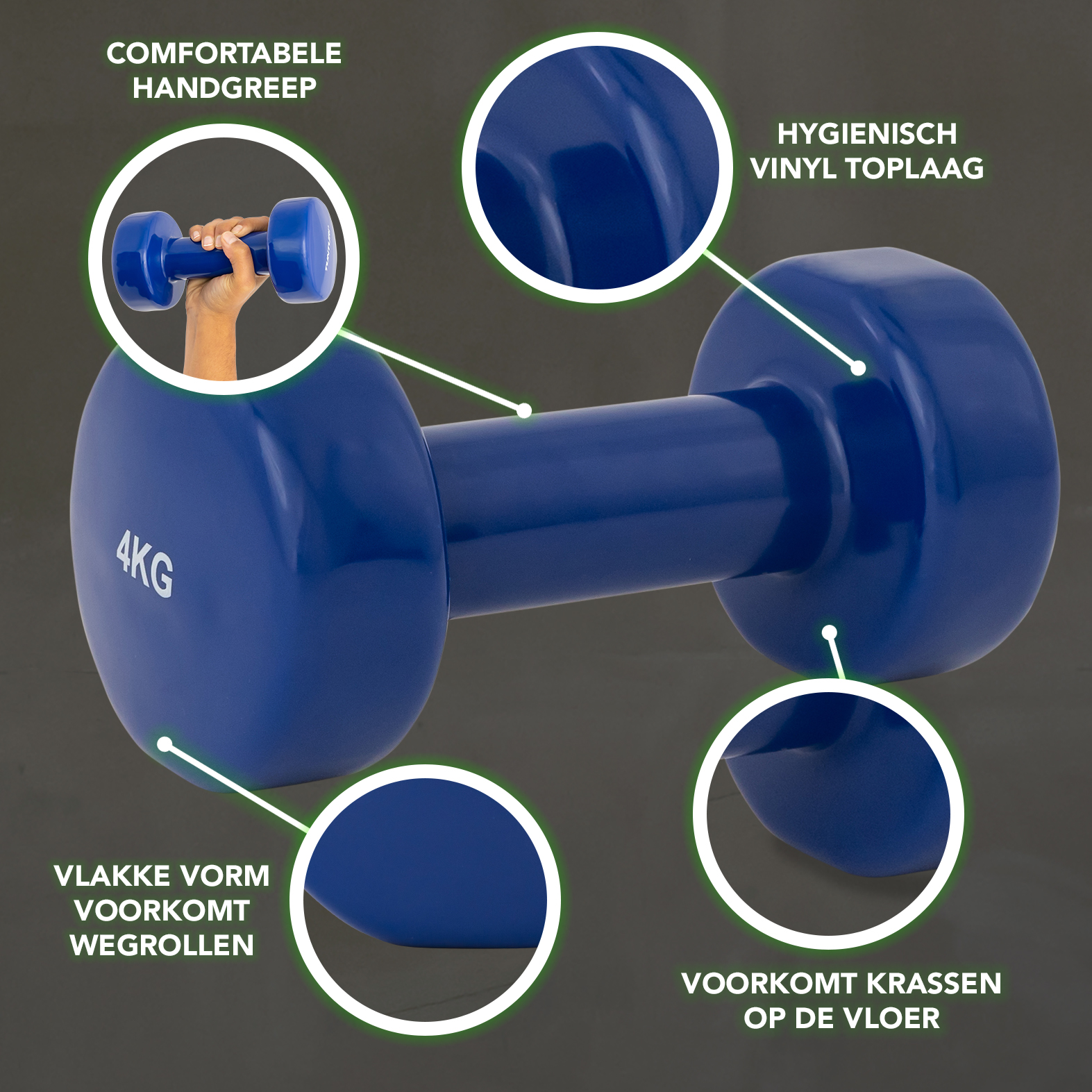 Tunturi Dumbbell - Dumbell set 2 x 4,0 kg - Blauw Tunturi Dumbbell - Dumbell set 2 x 4,0 kg - Blauw