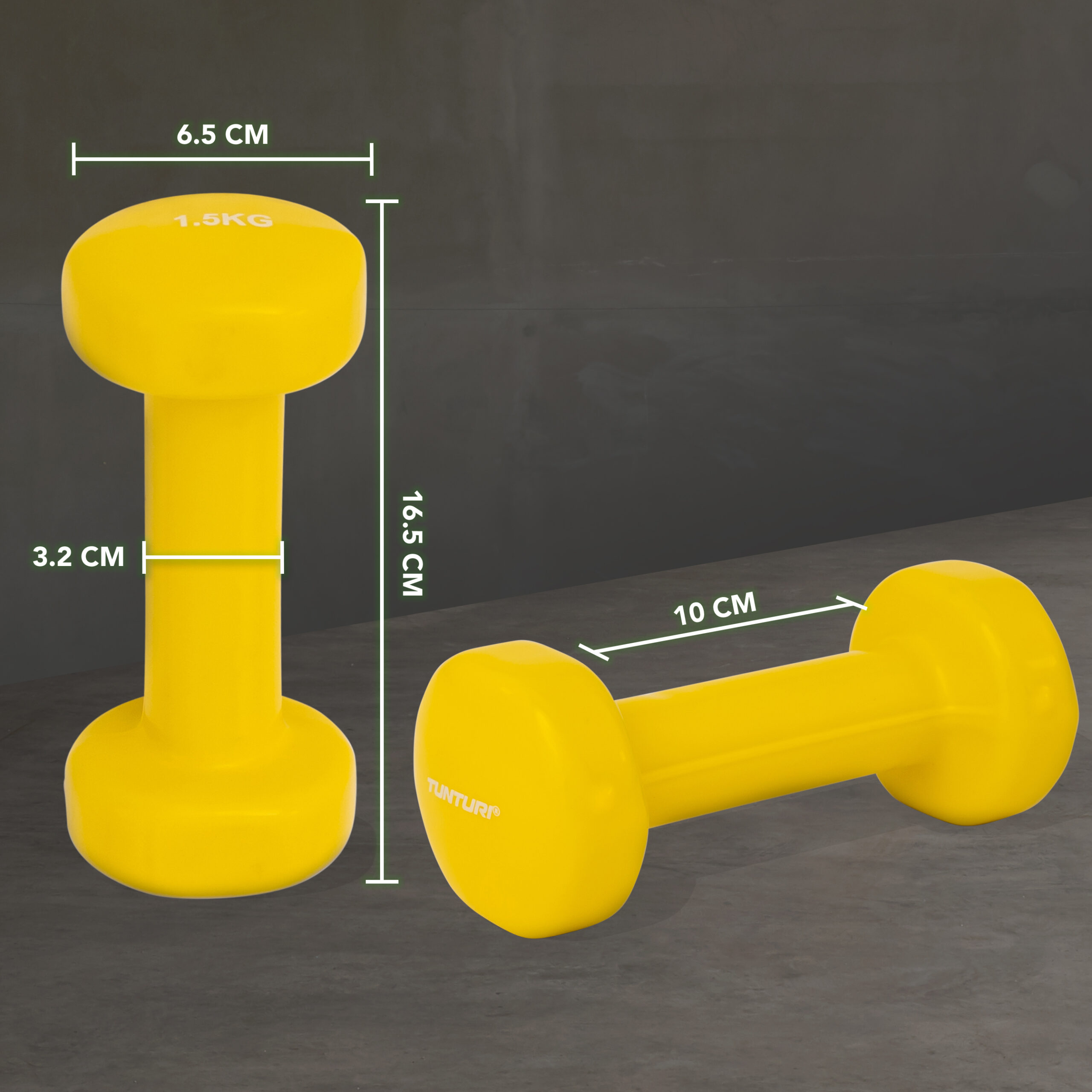 Tunturi Dumbbell - Dumbbell set 2 x 1,5 kg - Geel Tunturi Dumbbell - Dumbbell set 2 x 1,5 kg - Geel