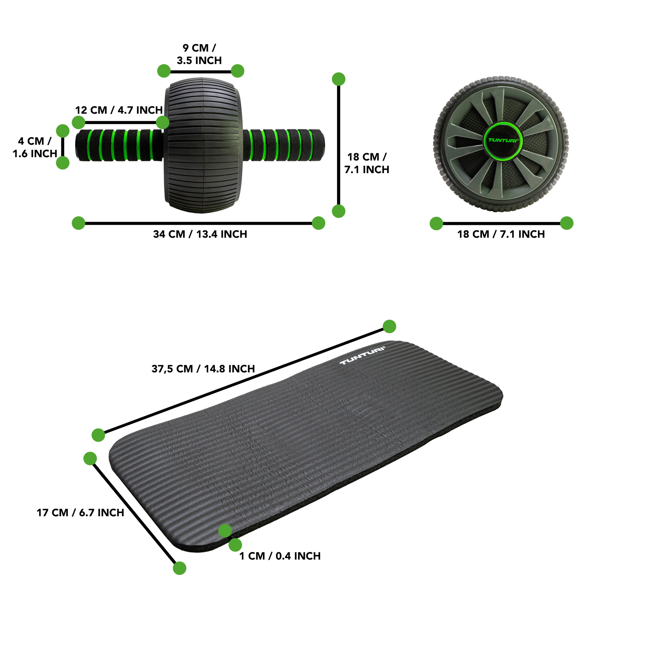 Tunturi Ab roller - Exercise Wheel Deluxe - Zwart Tunturi Ab roller - Exercise Wheel Deluxe - Zwart