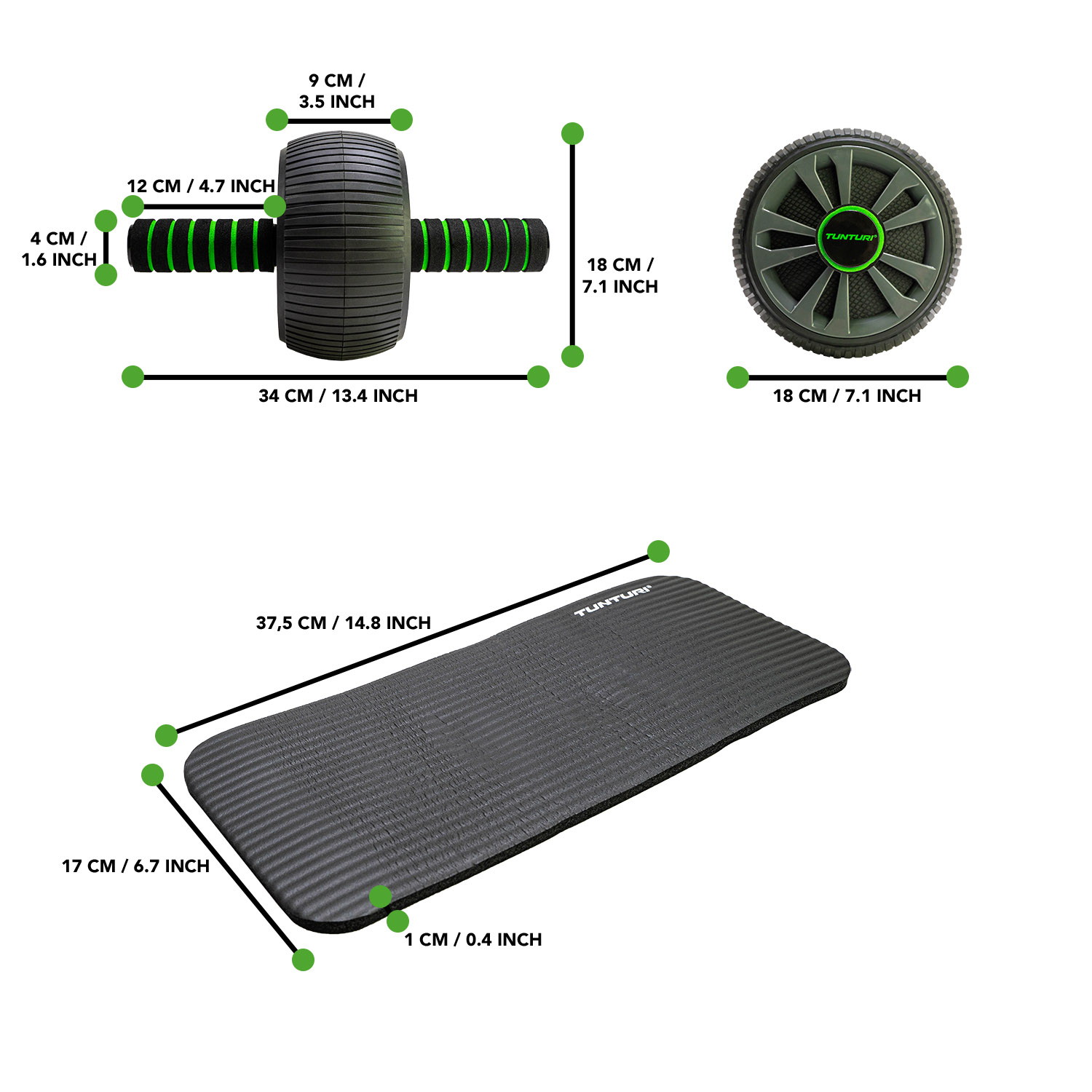 Tunturi Ab roller - Exercise Wheel Deluxe - Zwart Tunturi Ab roller - Exercise Wheel Deluxe - Zwart