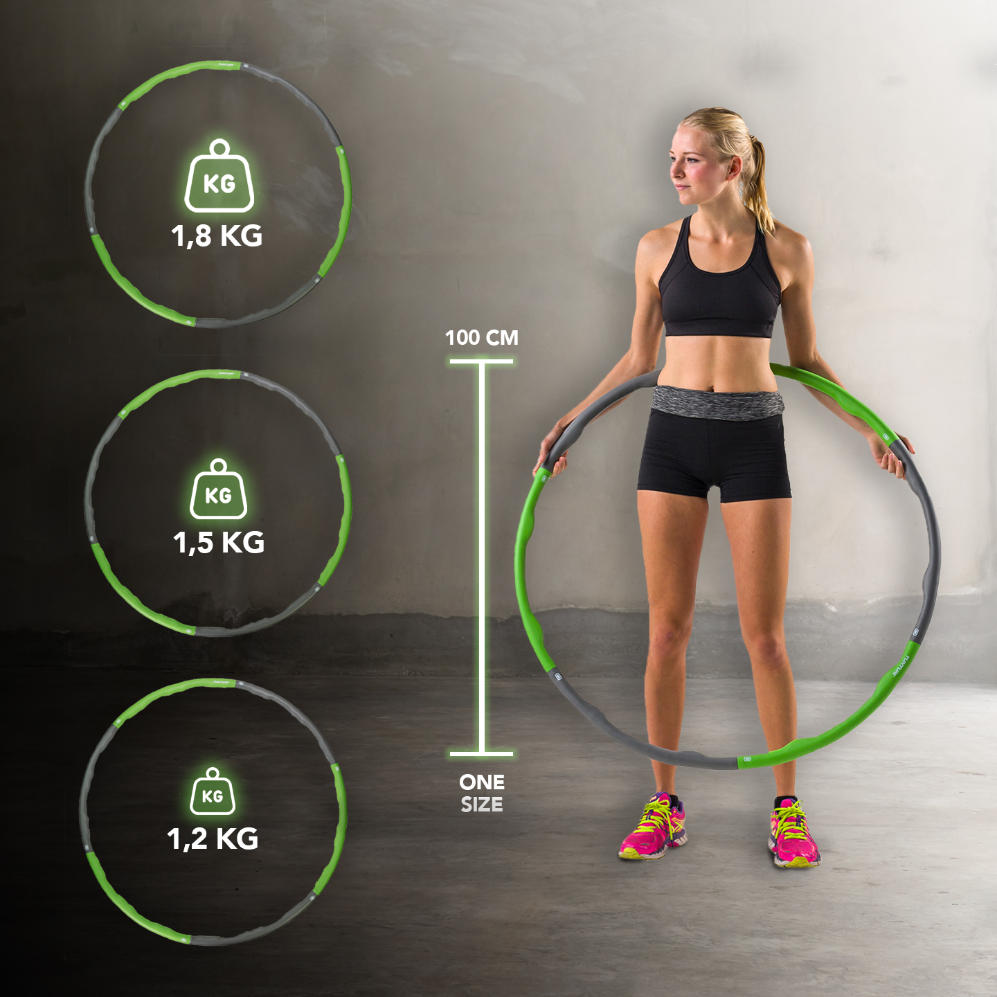 Tunturi Hoelahoep - Fitness Hoelahoep 1,5 kg - Groen Tunturi Hoelahoep - Fitness Hoelahoep 1,5 kg - Groen