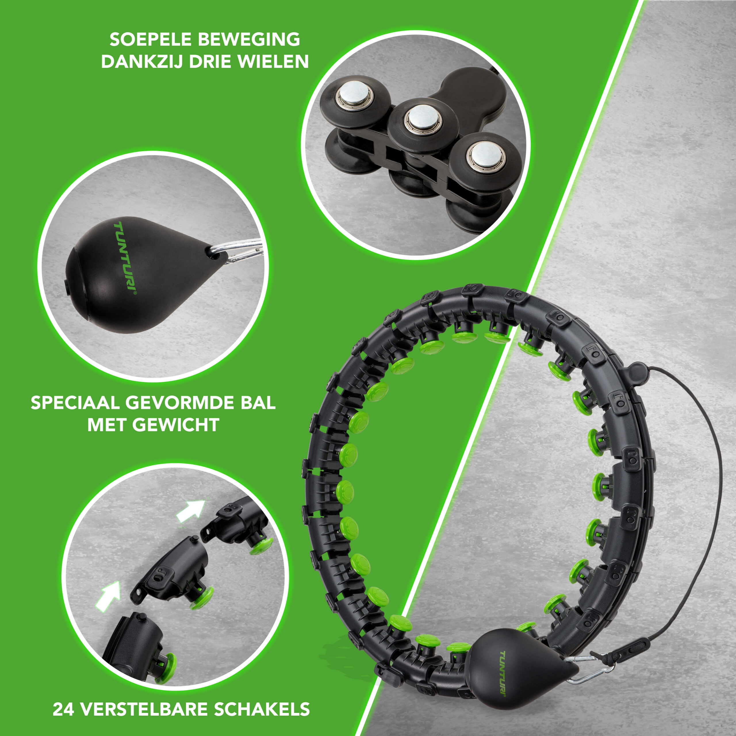 Tunturi Hoelahoep - Adjustable Hula Hoop 1,3 kg - Zwart Tunturi Hoelahoep - Adjustable Hula Hoop 1,3 kg - Zwart