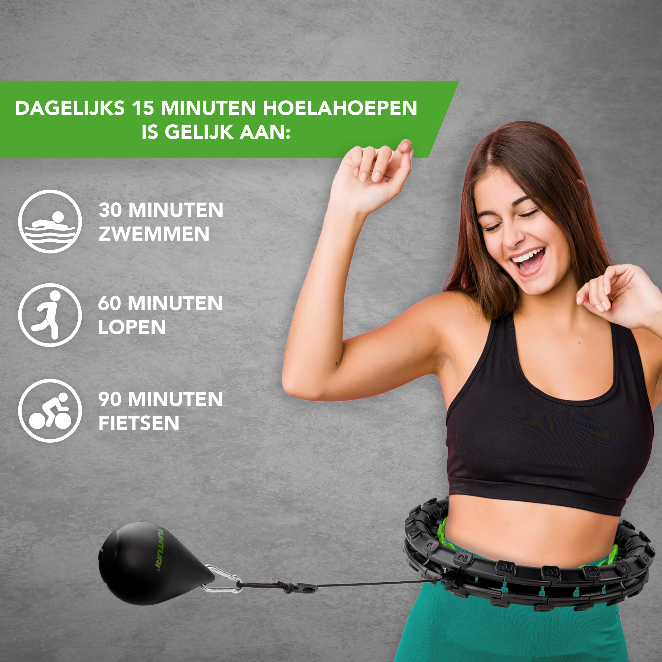Tunturi Hoelahoep - Adjustable Hula Hoop 1,3 kg - Zwart Tunturi Hoelahoep - Adjustable Hula Hoop 1,3 kg - Zwart