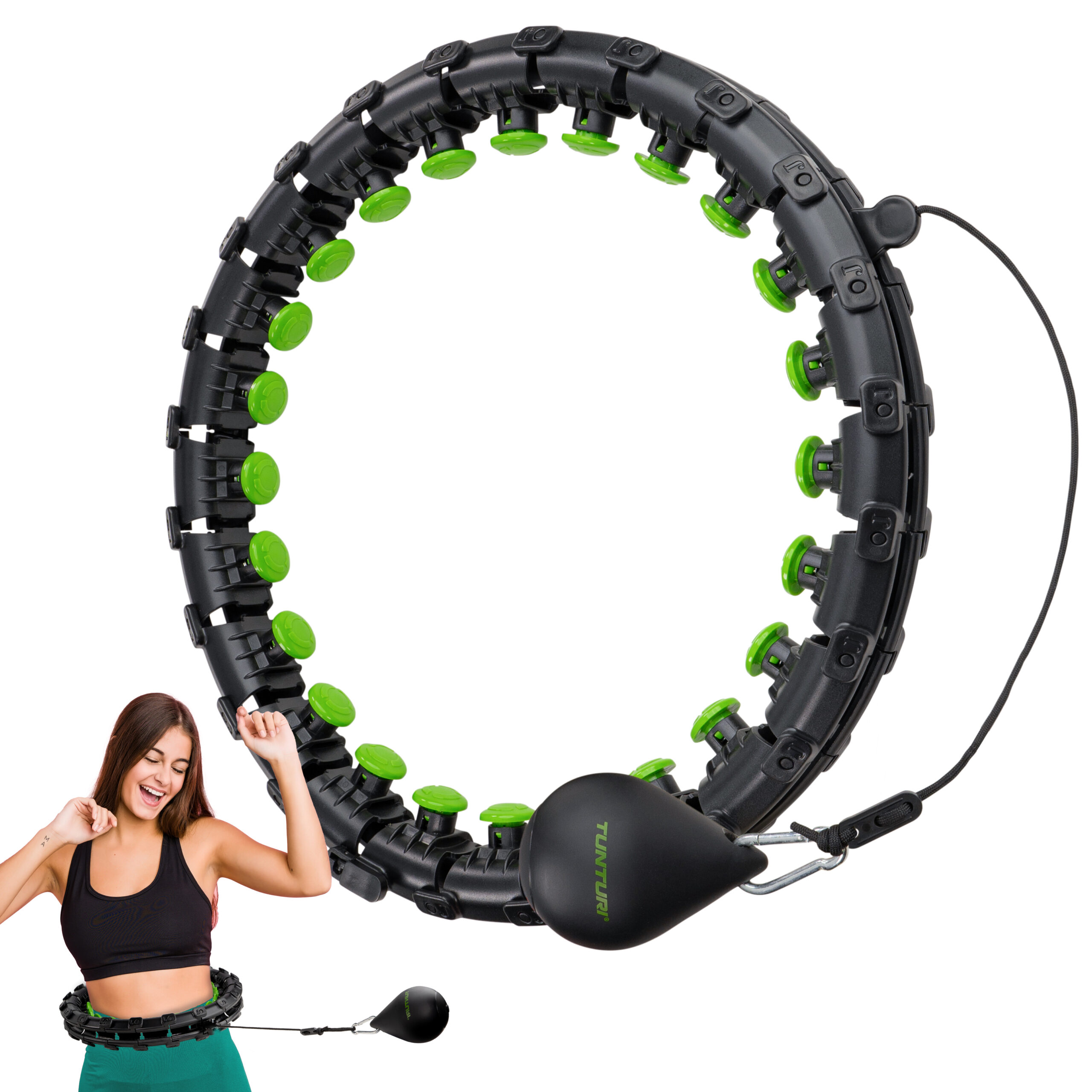 Tunturi Hoelahoep - Adjustable Hula Hoop 1,3 kg - Zwart Tunturi Hoelahoep - Adjustable Hula Hoop 1,3 kg - Zwart