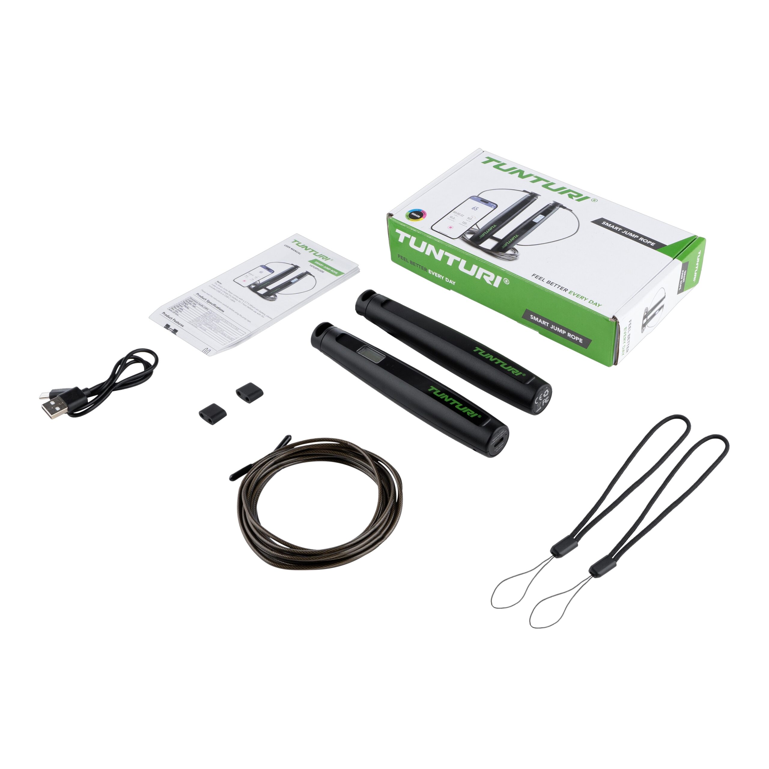 Tunturi Springtouw - Smart Jump Rope With Display And App - Zwart Tunturi Springtouw - Smart Jump Rope With Display And App - Zwart