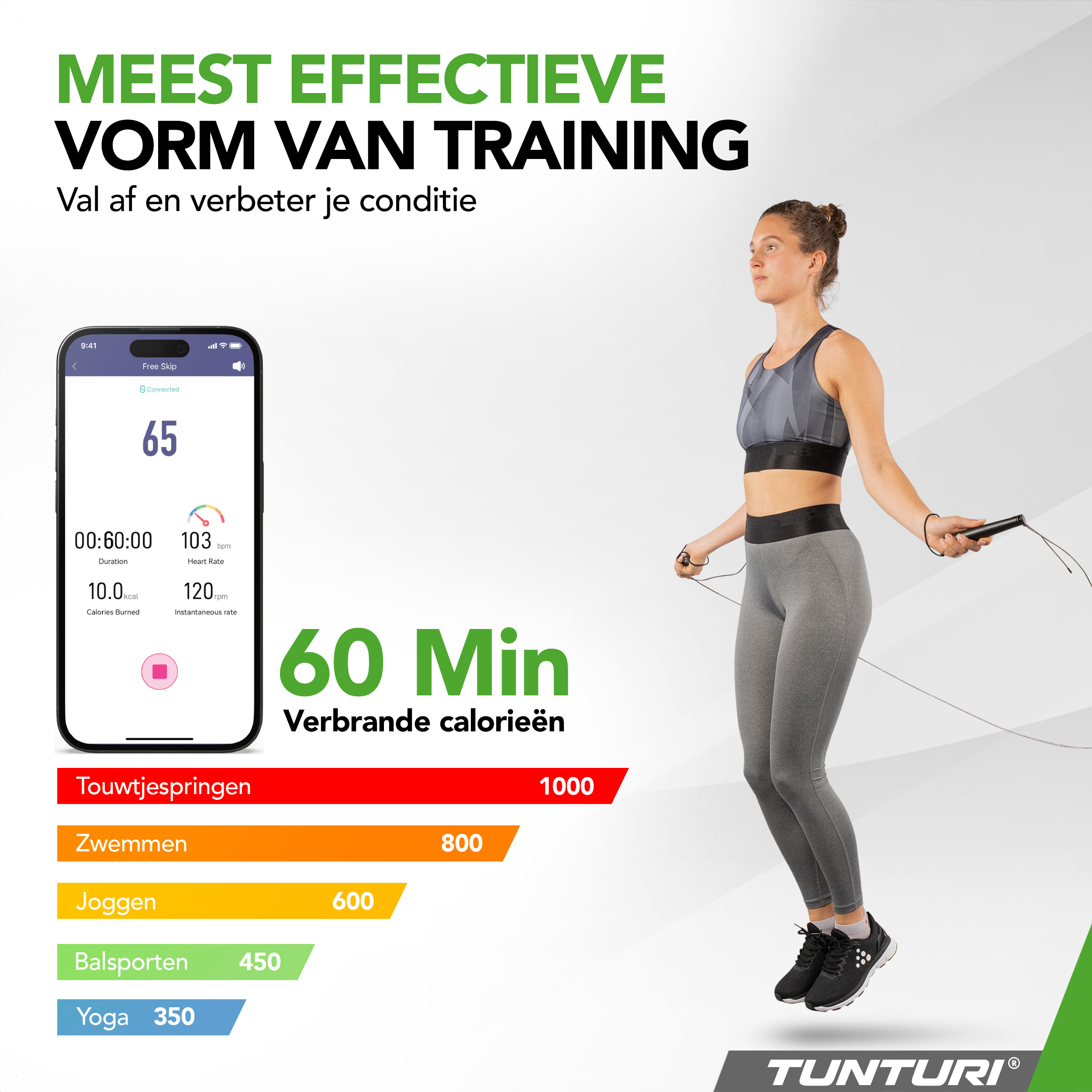 Tunturi Springtouw - Smart Jump Rope With Display And App - Zwart Tunturi Springtouw - Smart Jump Rope With Display And App - Zwart