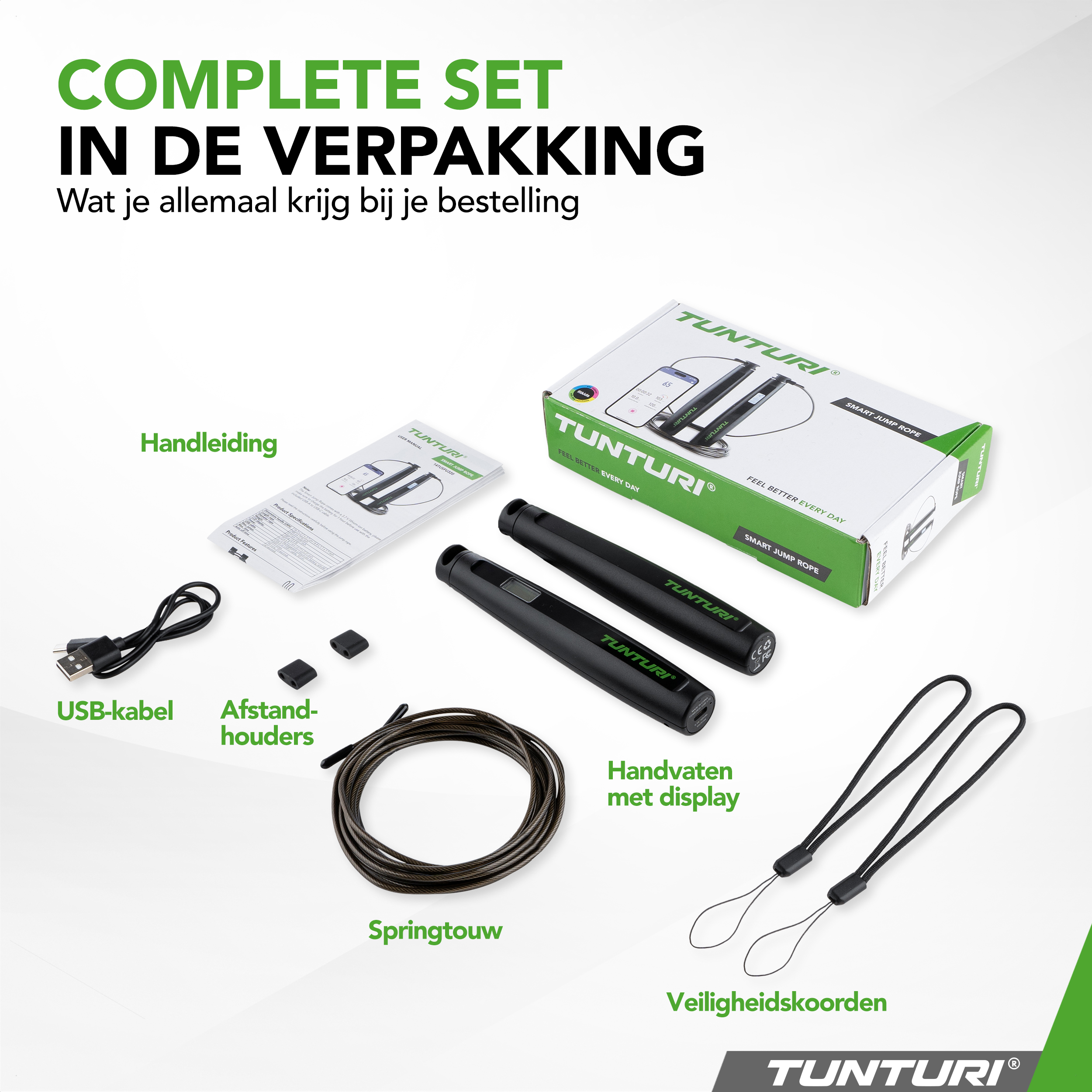 Tunturi Springtouw - Smart Jump Rope With Display And App - Zwart Tunturi Springtouw - Smart Jump Rope With Display And App - Zwart