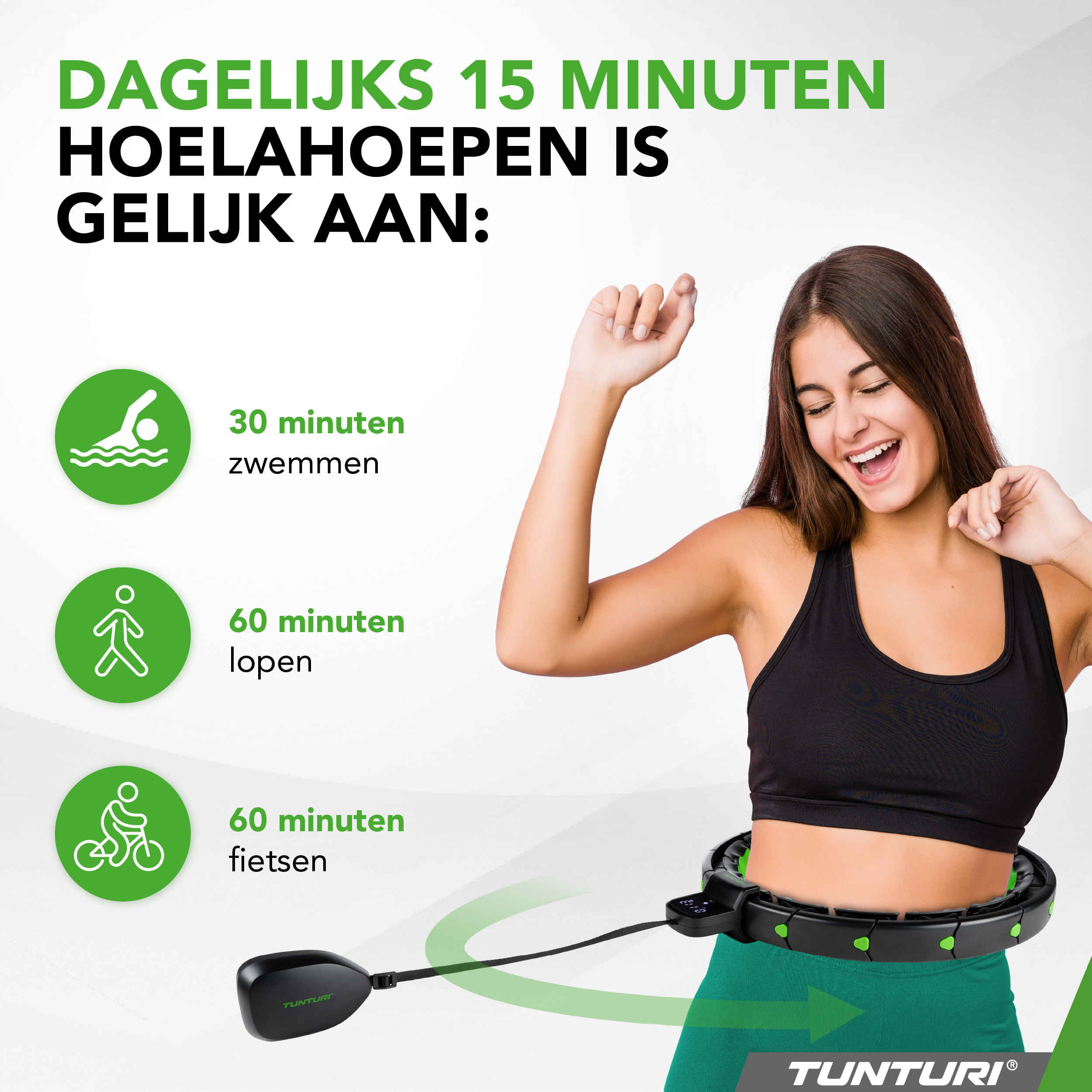 Tunturi Nieuw - Smart Adjustable Hula Hoop - Zwart Tunturi Nieuw - Smart Adjustable Hula Hoop - Zwart