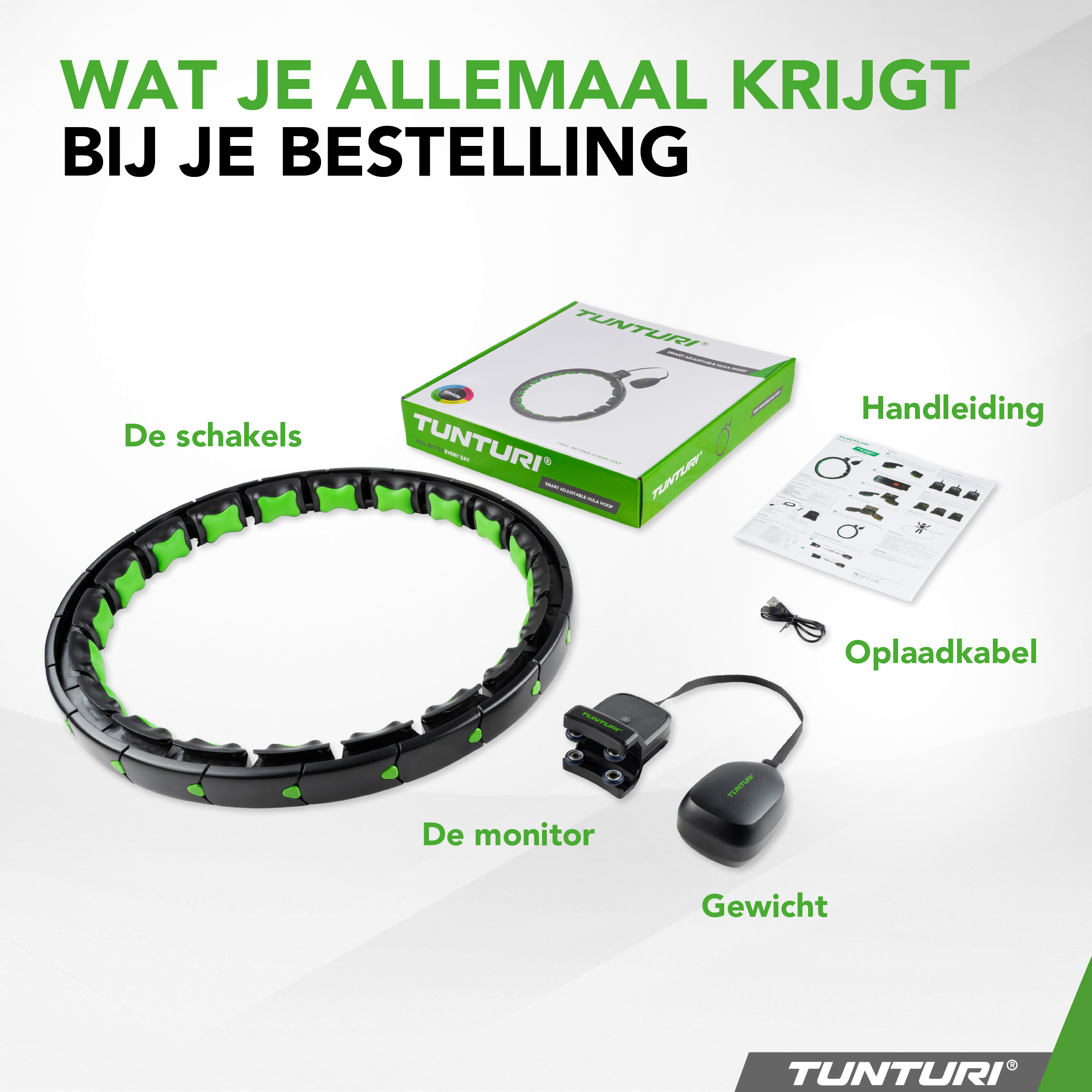 Tunturi Nieuw - Smart Adjustable Hula Hoop - Zwart Tunturi Nieuw - Smart Adjustable Hula Hoop - Zwart