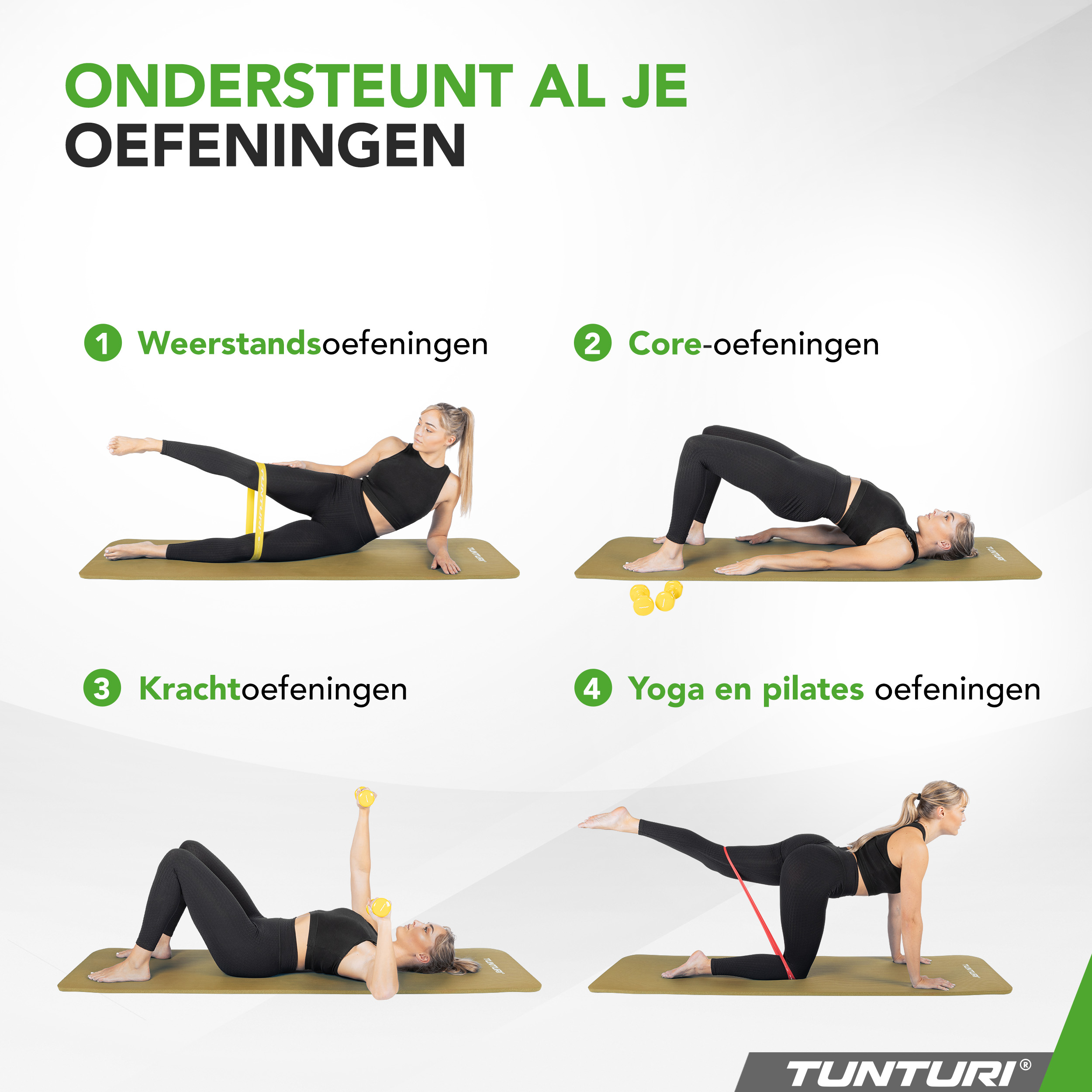 Tunturi Fitnessmat - NBR 180x60x1.5cm - Legergroen Tunturi Fitnessmat - NBR 180x60x1.5cm - Legergroen