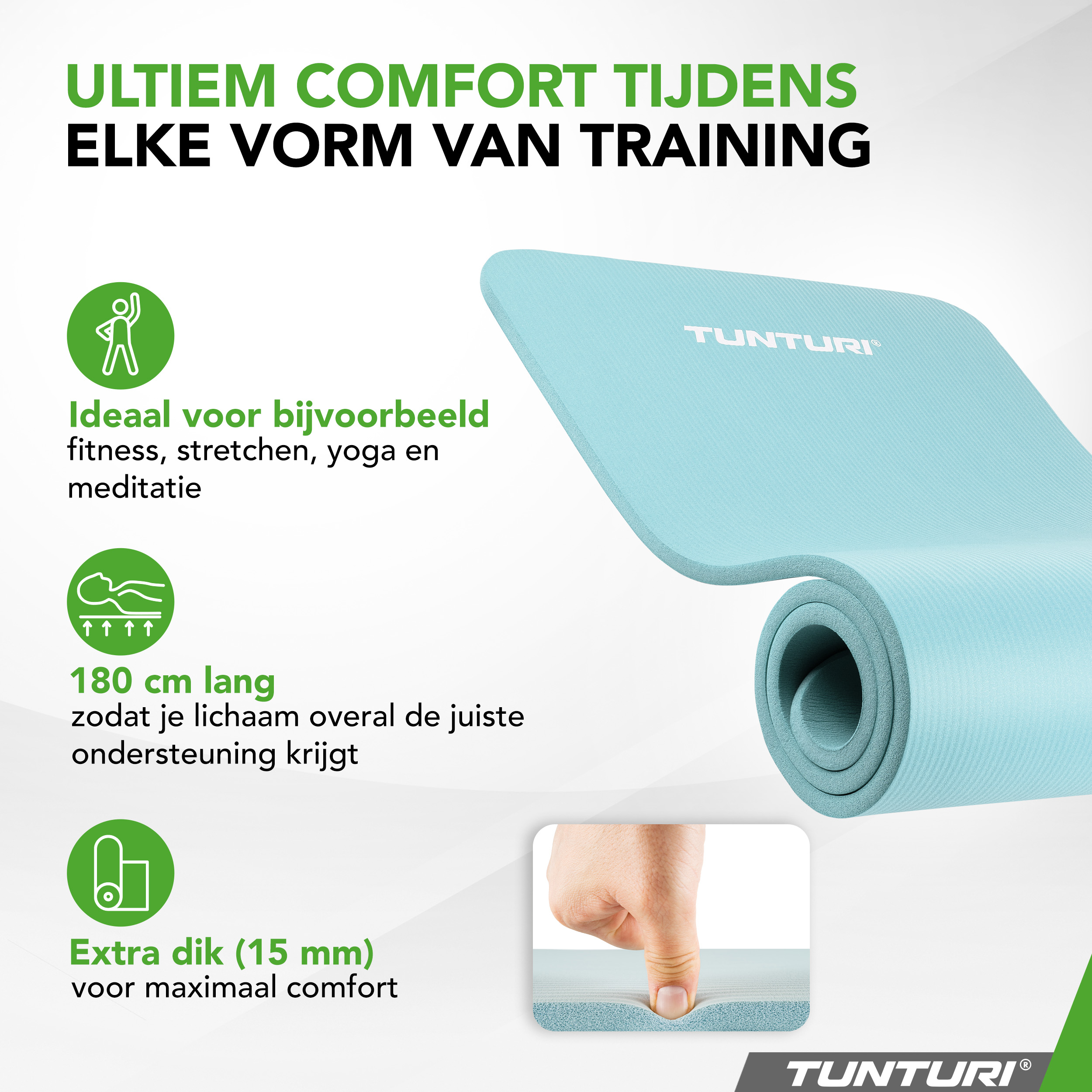 Tunturi Fitnessmat - NBR 180x60x1.5 cm - Blauw Tunturi Fitnessmat - NBR 180x60x1.5 cm - Blauw