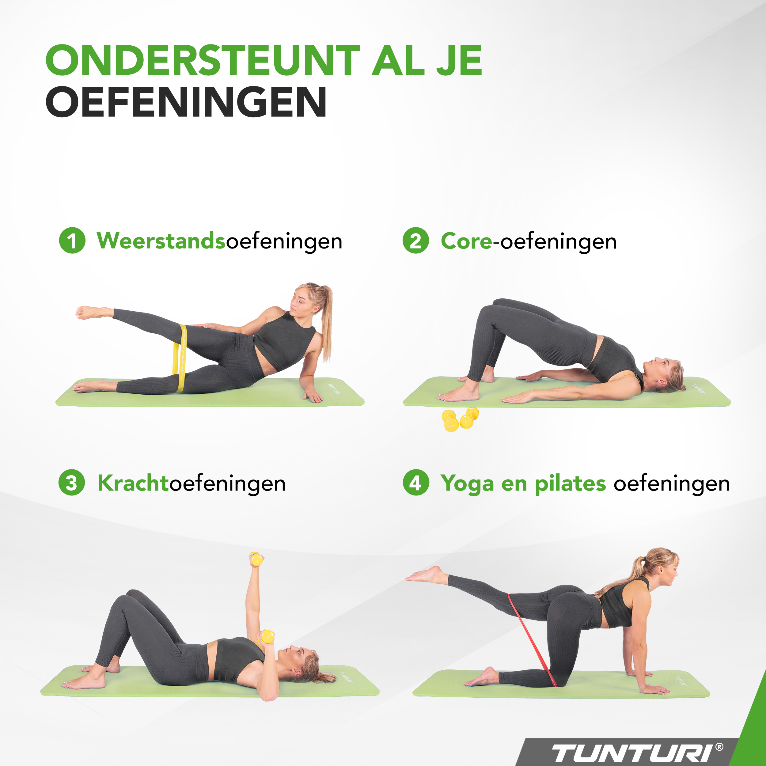 Tunturi Fitnessmat - NBR 180x60x1.5 cm - Munt Tunturi Fitnessmat - NBR 180x60x1.5 cm - Munt
