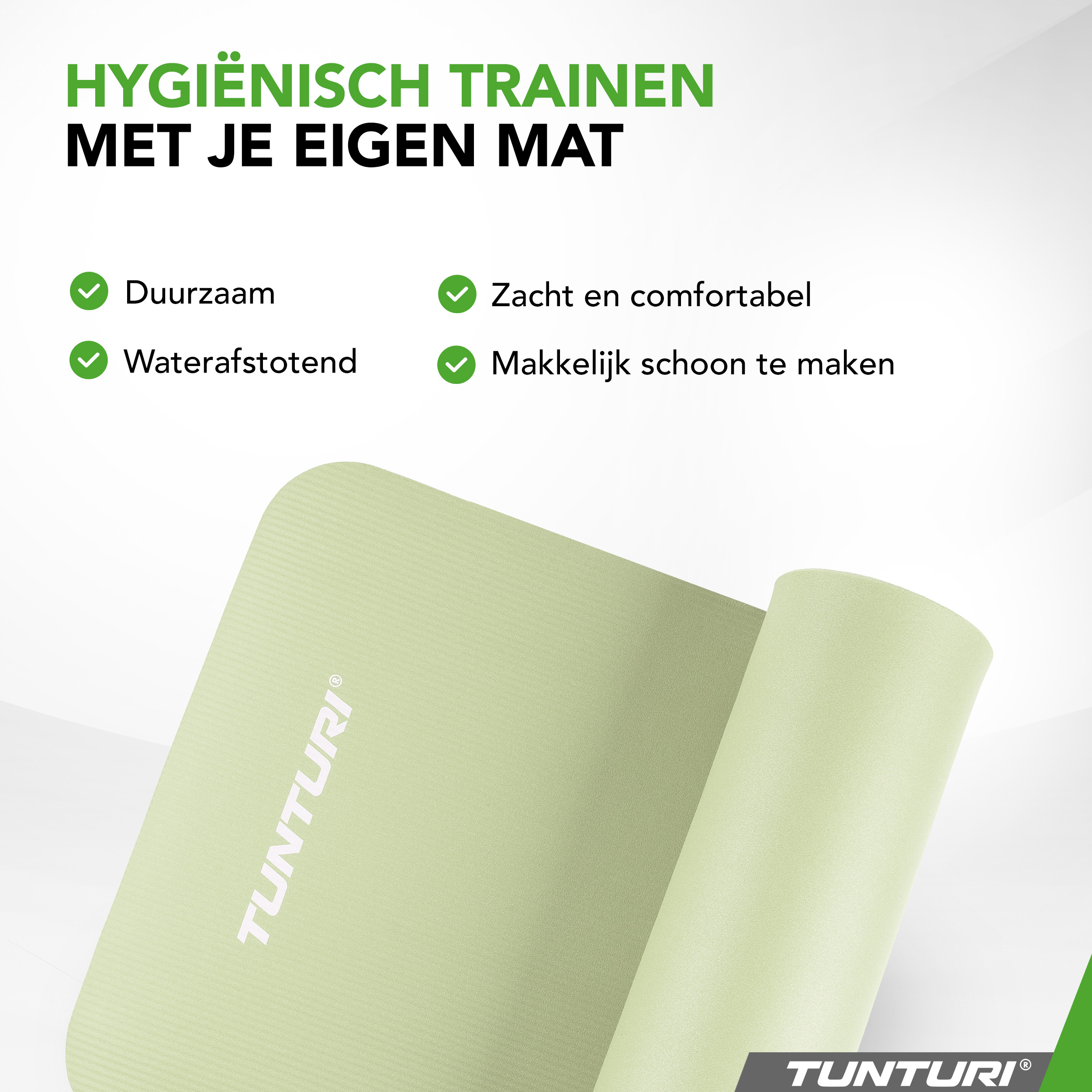 Tunturi Fitnessmat - NBR 180x60x1.5 cm - Munt Tunturi Fitnessmat - NBR 180x60x1.5 cm - Munt