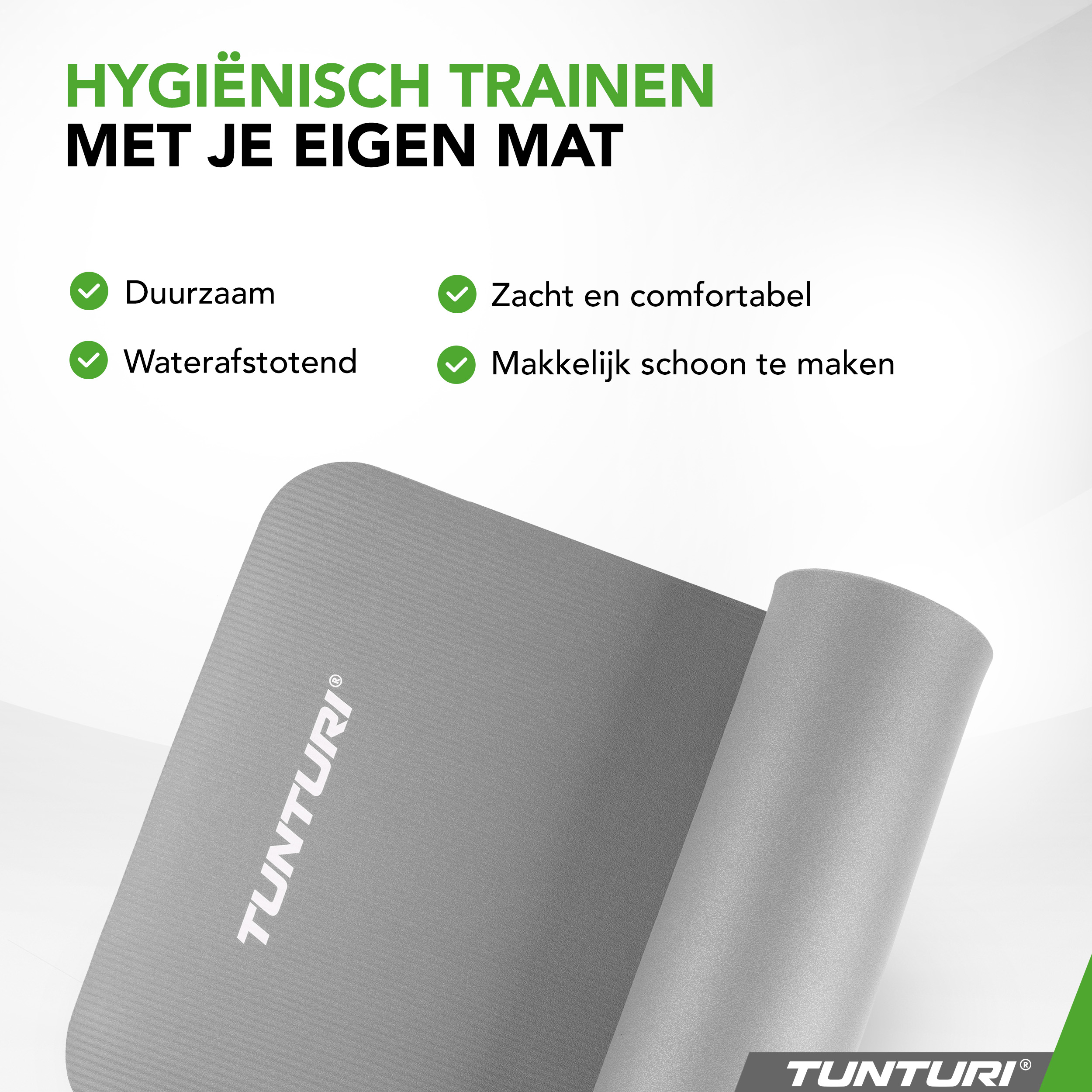 Tunturi Fitnessmat - NBR 180x60x1.5cm - Grijs Tunturi Fitnessmat - NBR 180x60x1.5cm - Grijs