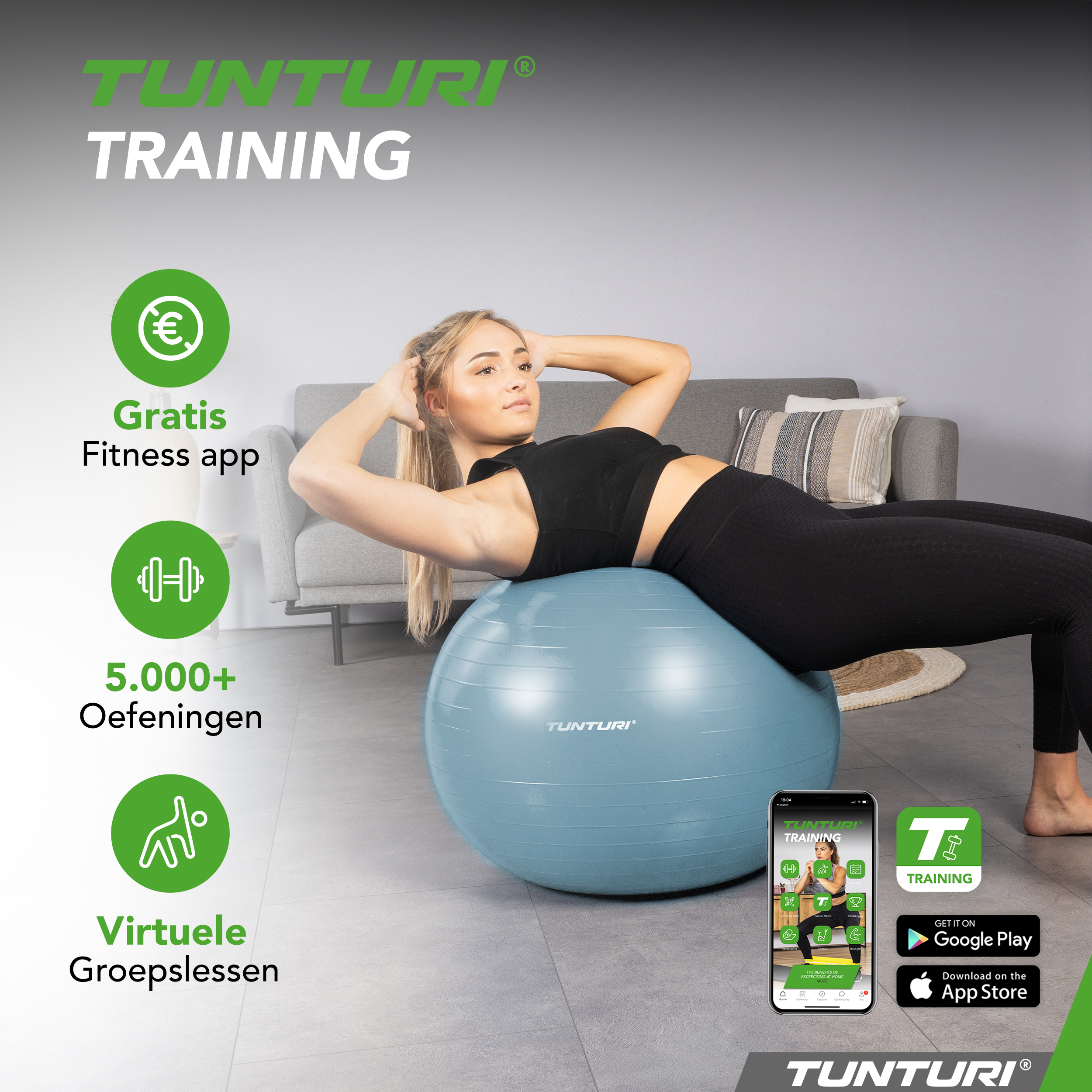 Tunturi Gymbal - Anti Burst 75 cm - Blauw Tunturi Gymbal - Anti Burst 75 cm - Blauw