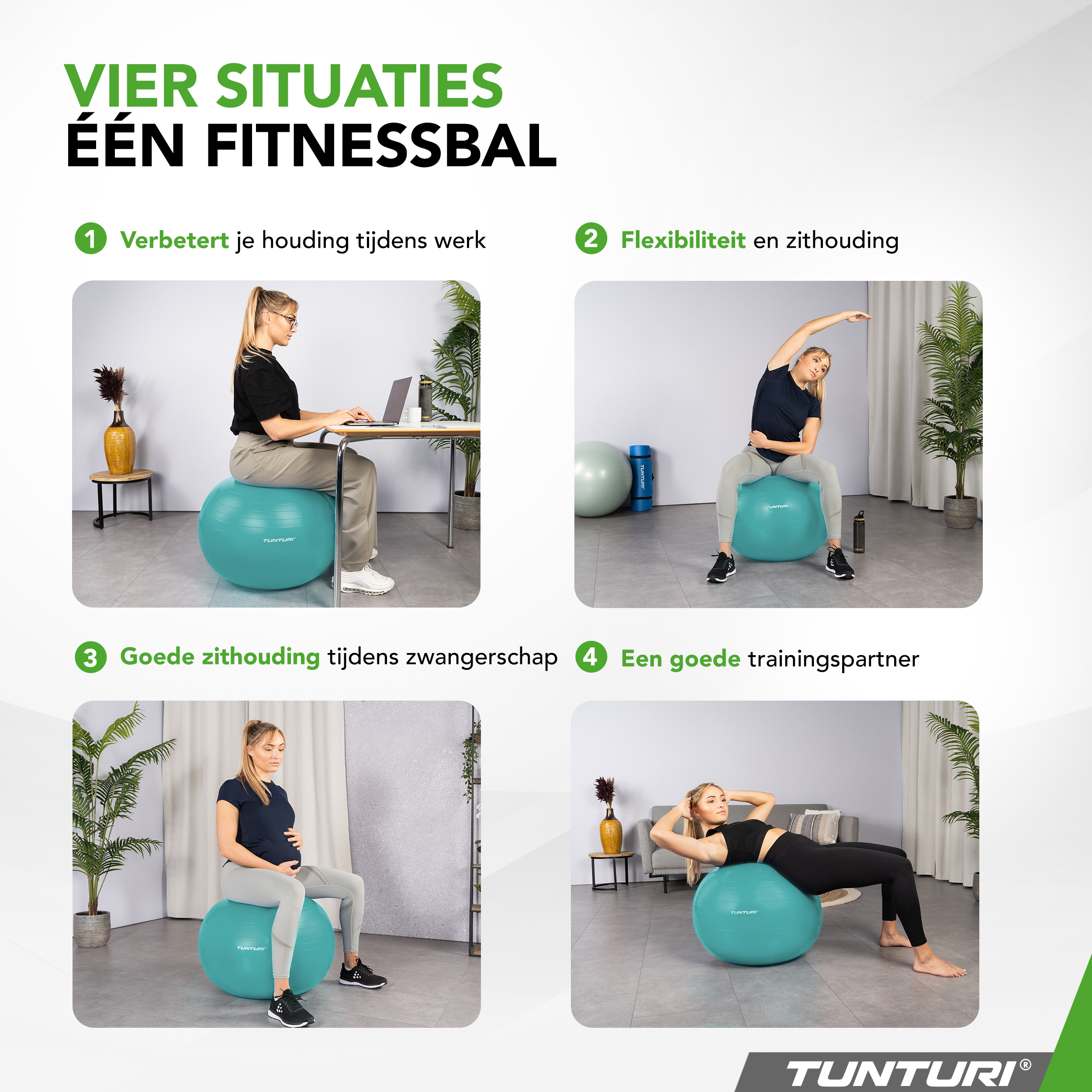 Tunturi Gymbal - Anti Burst 75 cm - Turquoise Tunturi Gymbal - Anti Burst 75 cm - Turquoise
