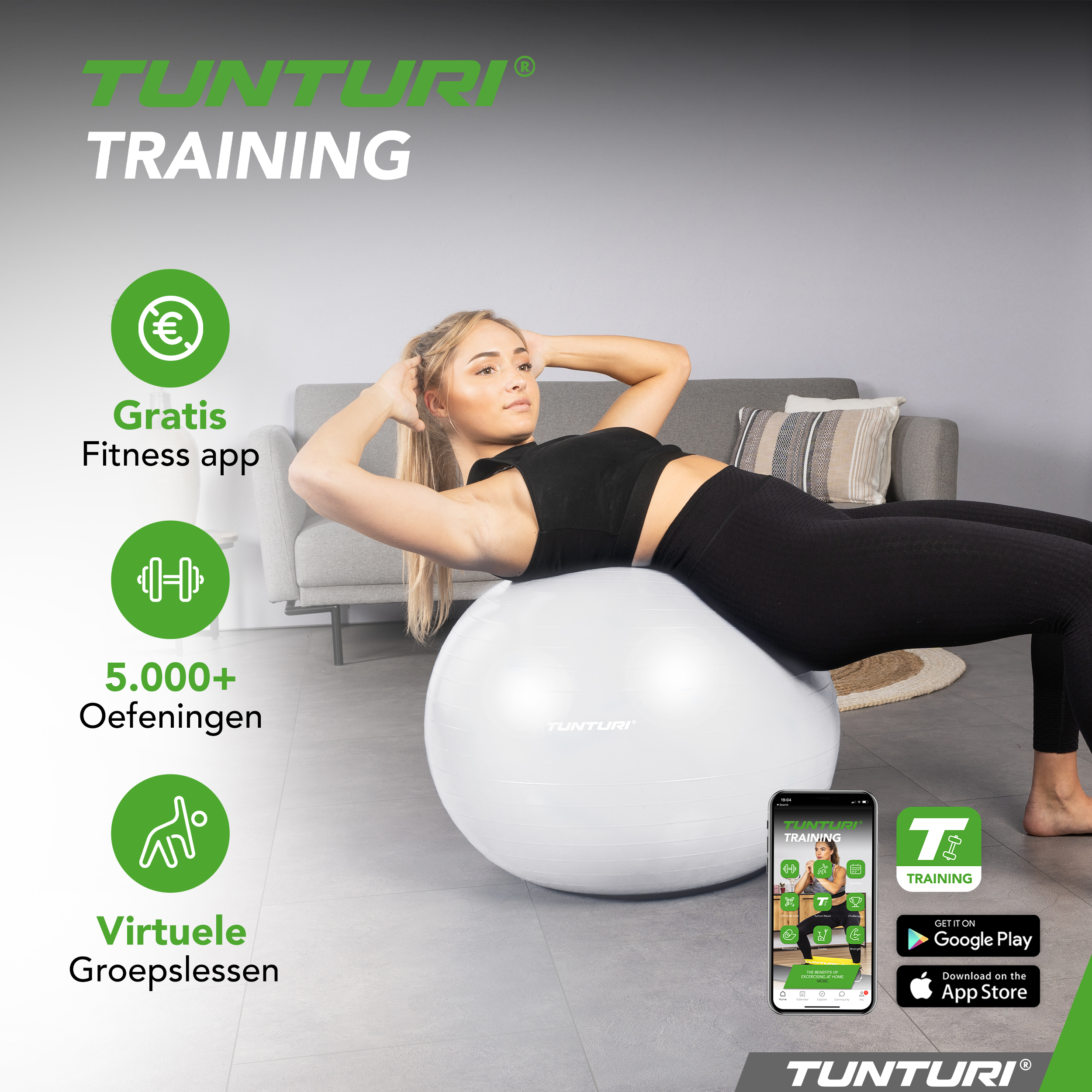Tunturi Gymbal - Anti Burst 65 cm - Wit Tunturi Gymbal - Anti Burst 65 cm - Wit