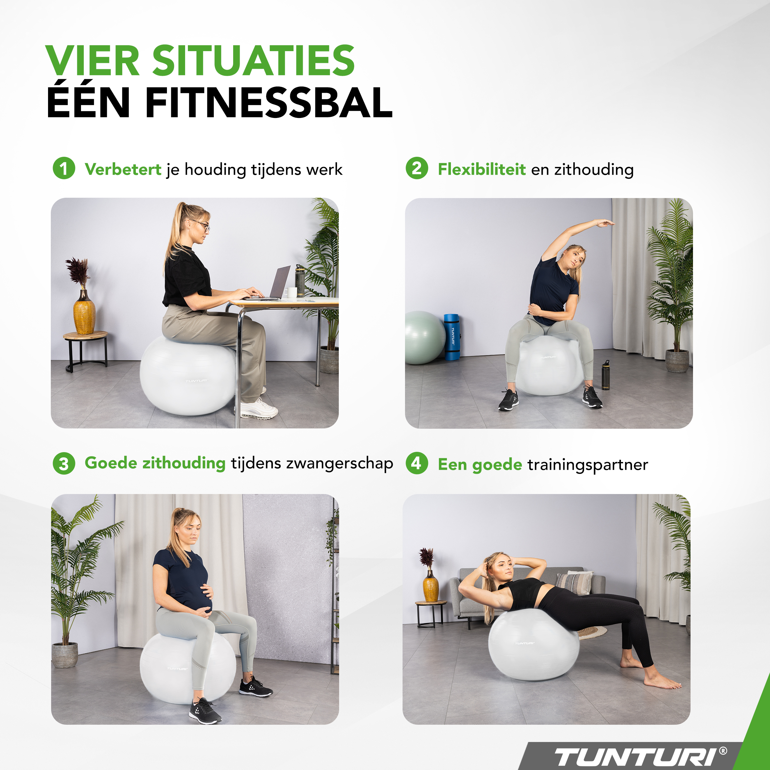 Tunturi Gymbal - Anti Burst Fitness bal 75 cm - Wit Tunturi Gymbal - Anti Burst Fitness bal 75 cm - Wit