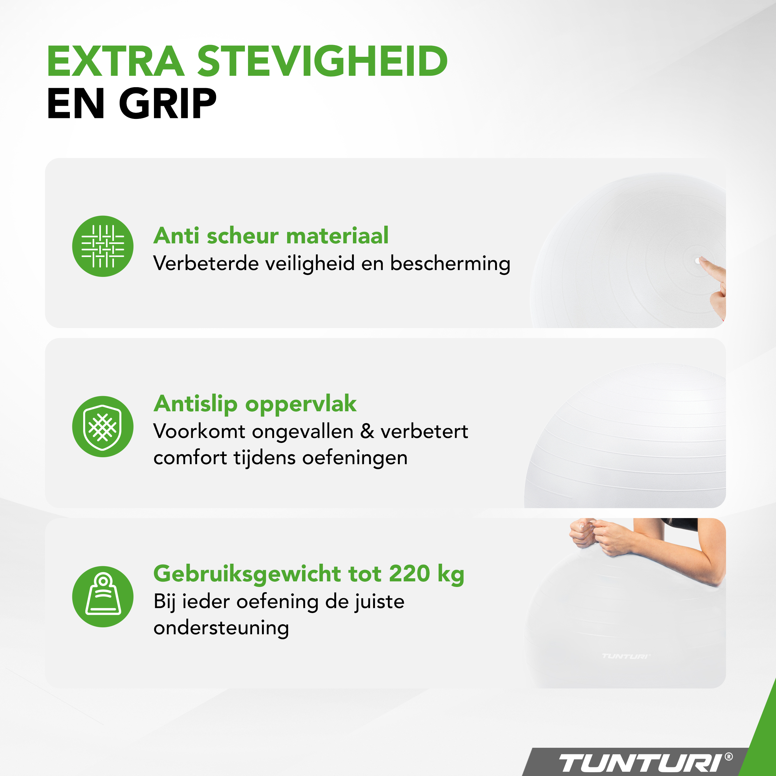 Tunturi Gymbal - Anti Burst Fitness bal 75 cm - Wit Tunturi Gymbal - Anti Burst Fitness bal 75 cm - Wit