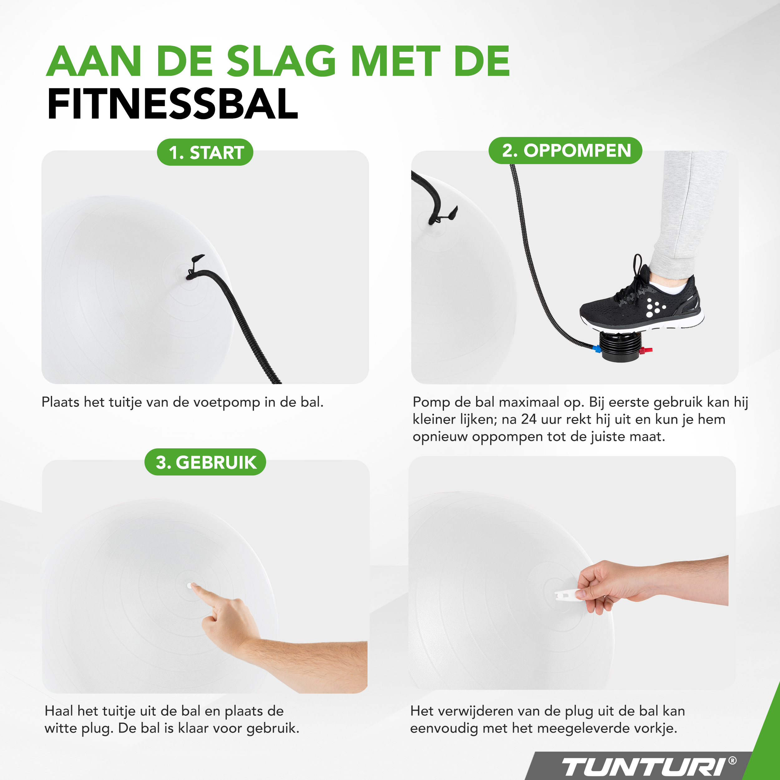 Tunturi Gymbal - Anti Burst Fitness bal 75 cm - Wit Tunturi Gymbal - Anti Burst Fitness bal 75 cm - Wit