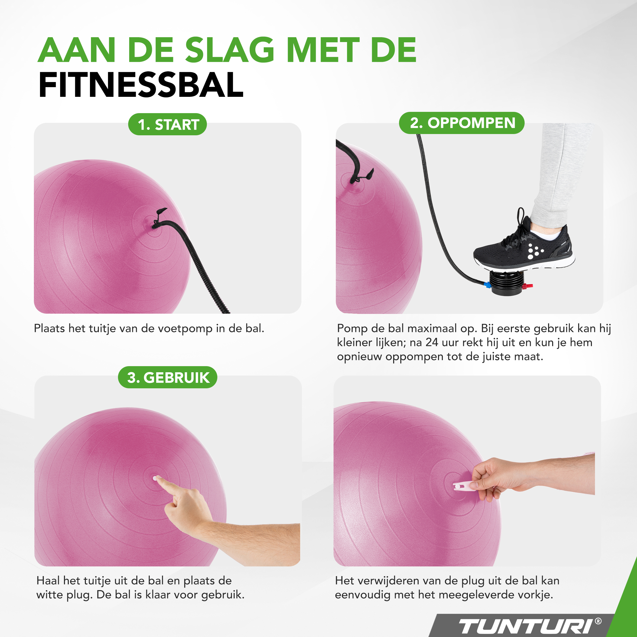Tunturi Gymbal - Anti Burst Fitness bal 65 cm - Paars Tunturi Gymbal - Anti Burst Fitness bal 65 cm - Paars